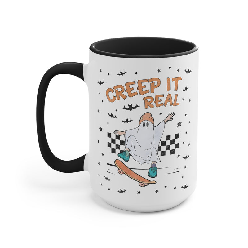 Western Halloween Coffee Mug with Groovy Ghosts: 15 Oz Coffee Mug for Fall