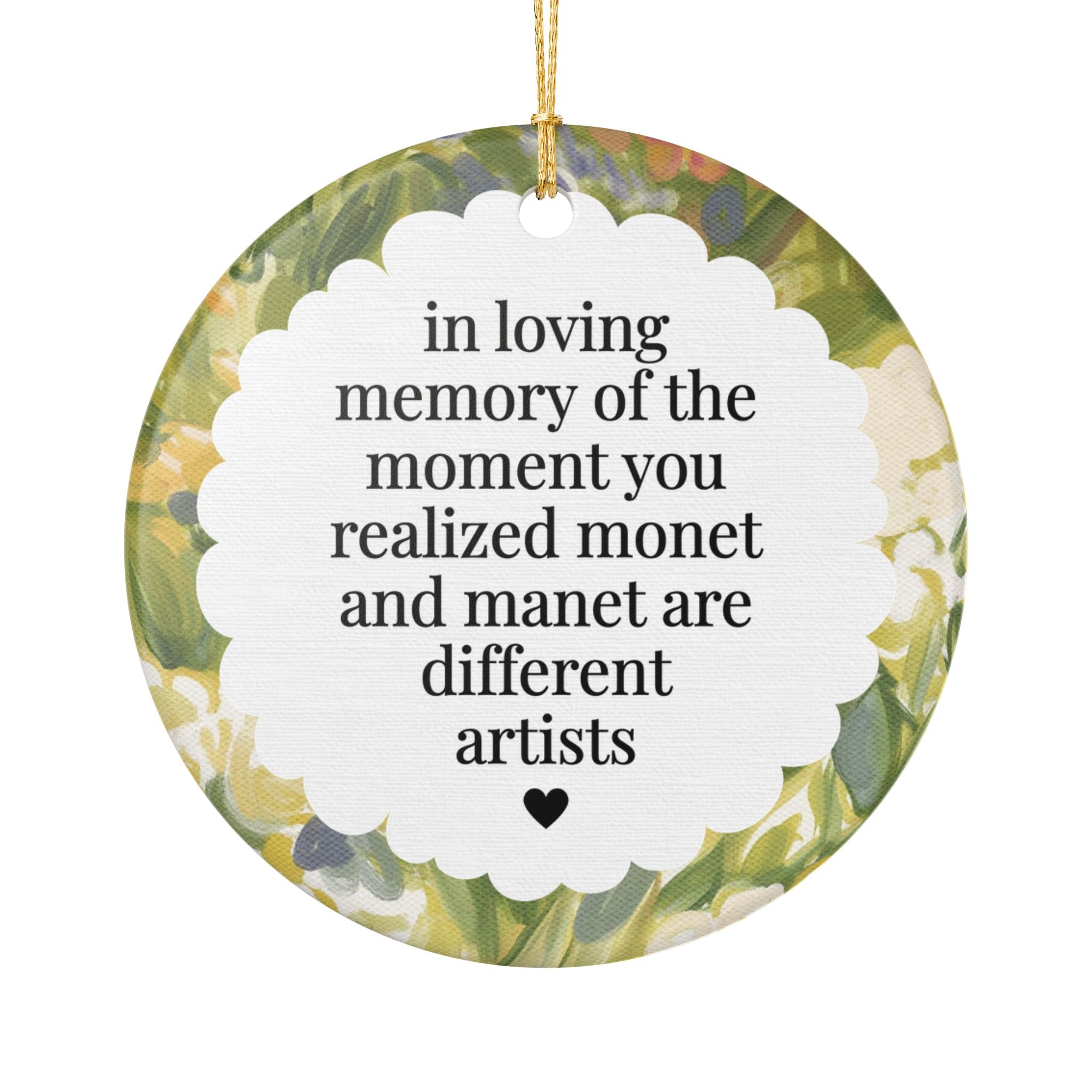 Impressionist Art History Buff Gift for Friend Who Loves Claude Monet and Edouard Manet, Silly Art Historian Ornament for Christmas