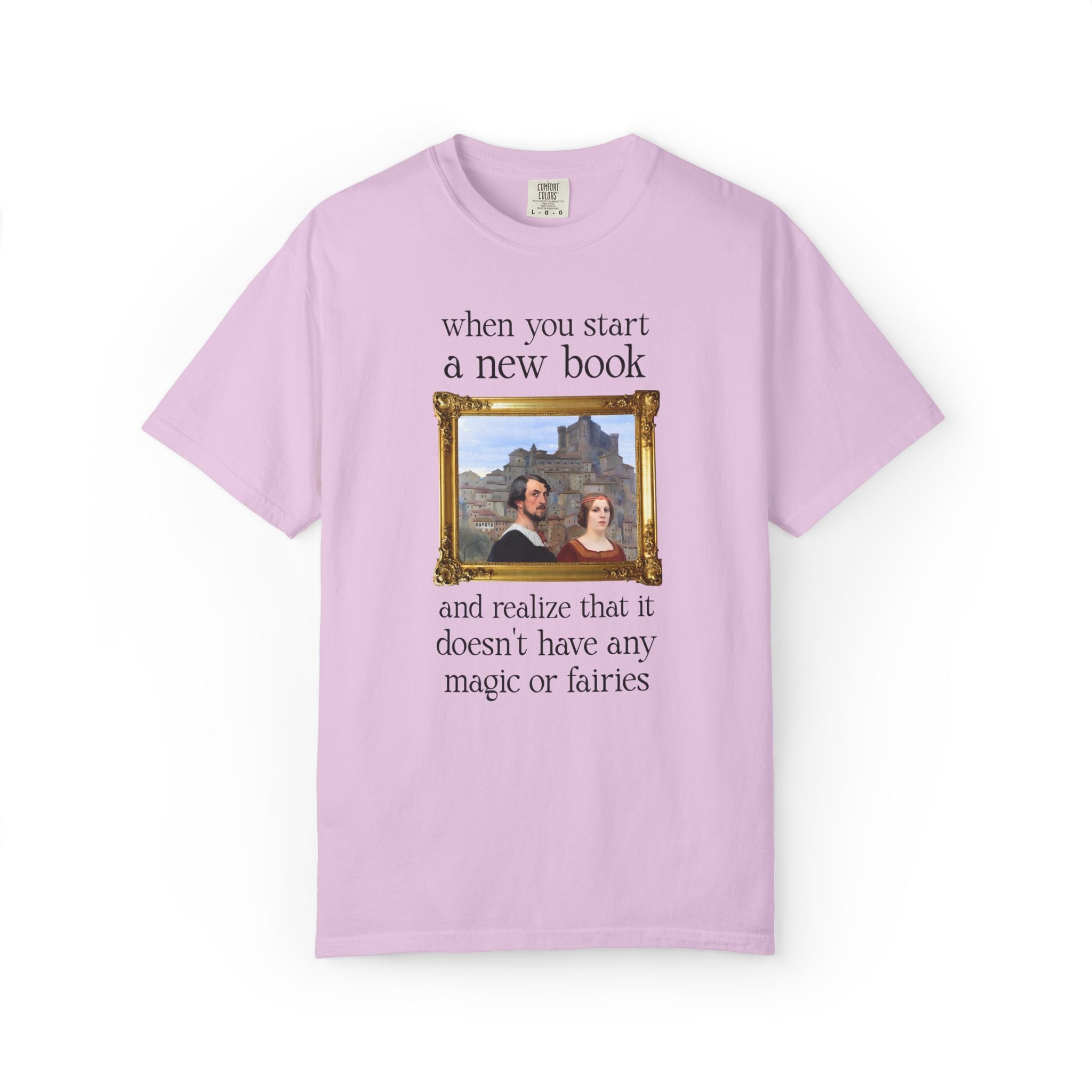 Historical Fantasy Romance Reader Tee Shirt with Famous Painting, Bookish Art History Buff T-Shirt for Fantasy Reader or Romantasy Bookworm