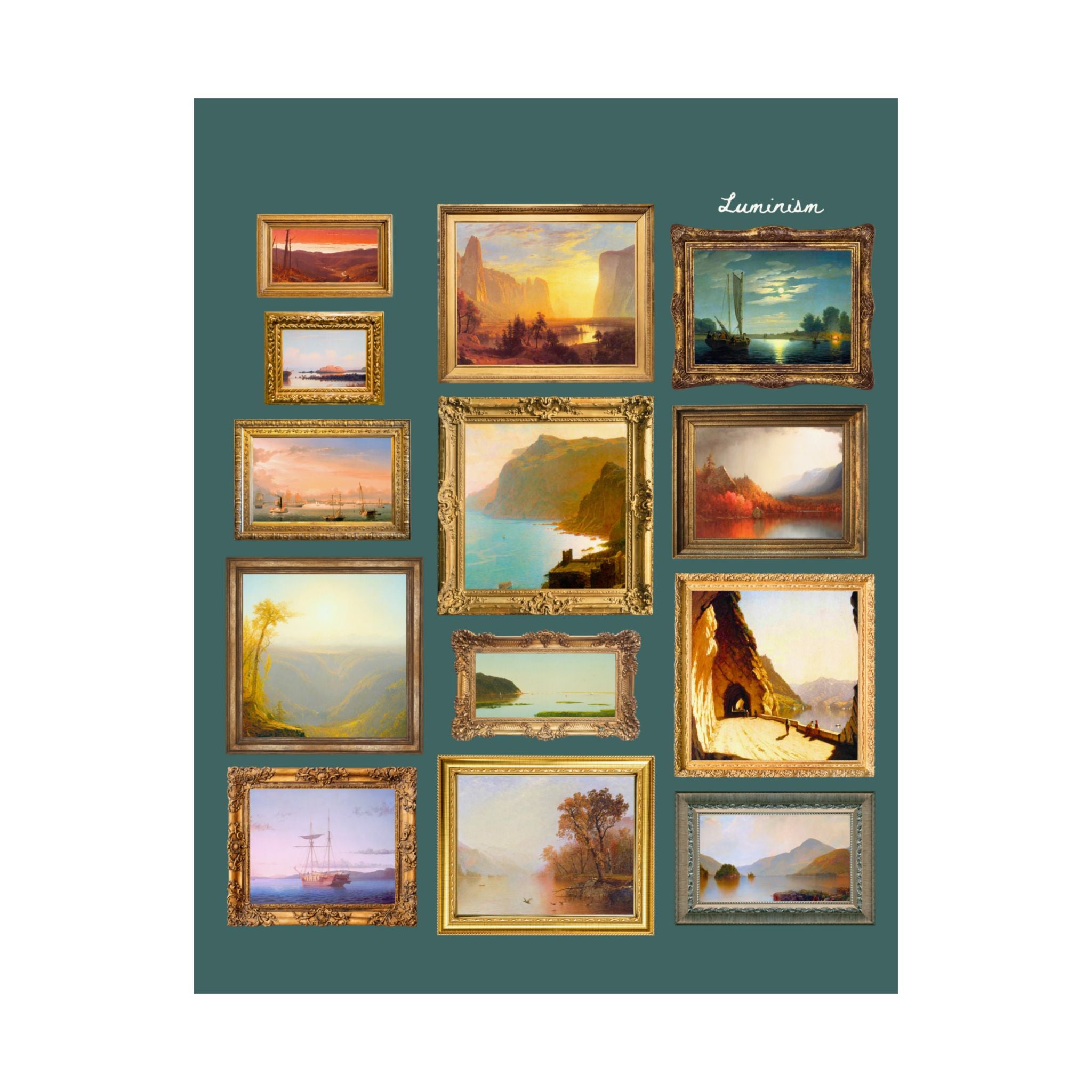 Luminism Art History Lover Gift with Famous Paintings, 19th Century American Art History, Hudson River School Art History Lover Print