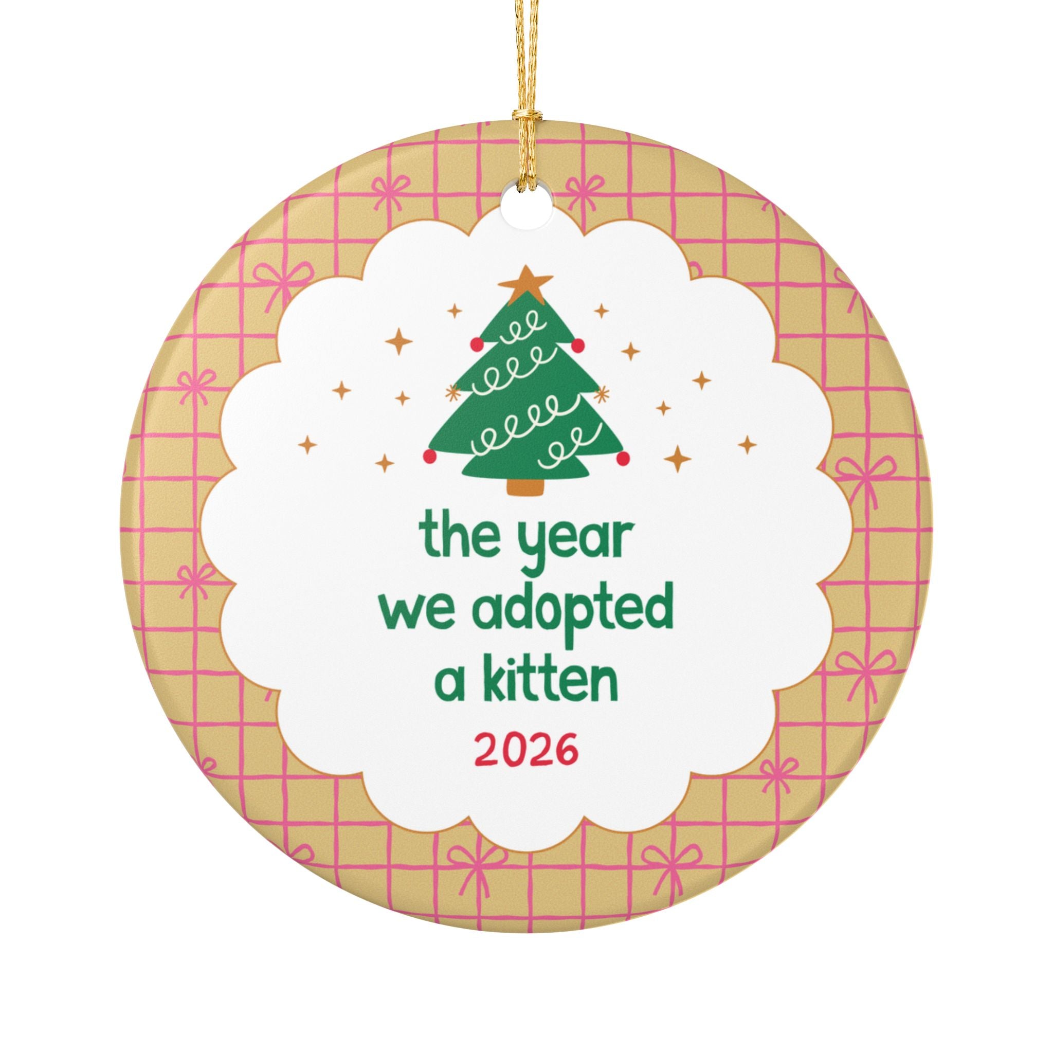 2026: The Year We Adopted a Kitten Nostalgic Christmas Ornament for New Cat Parents, Cute Cat Mom or Cat Dad Gift for Friend Getting a Cat