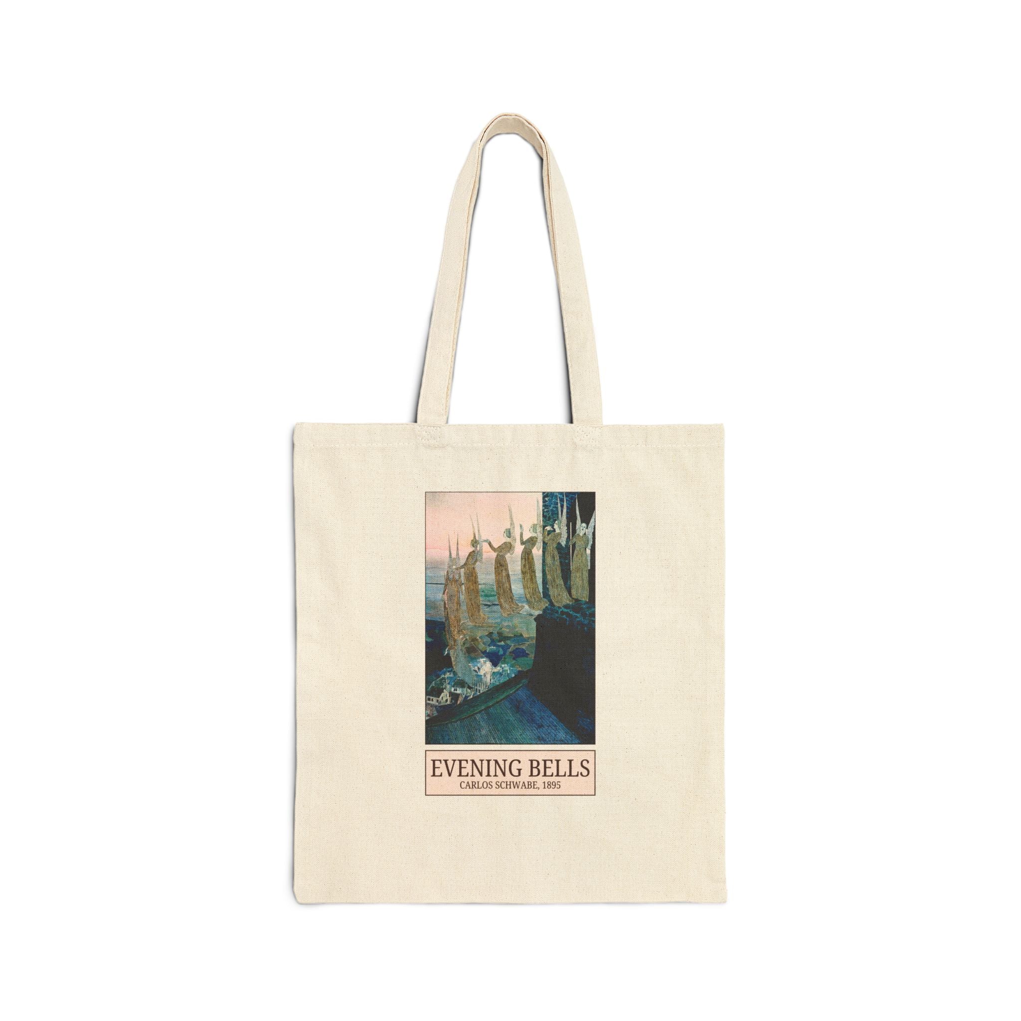 Evening Bells by Carlos Schwabe: Famous Painting from 19th Century, Colorful Art History Lover Tote Bag, Symbolism Art Movement Late 1800s