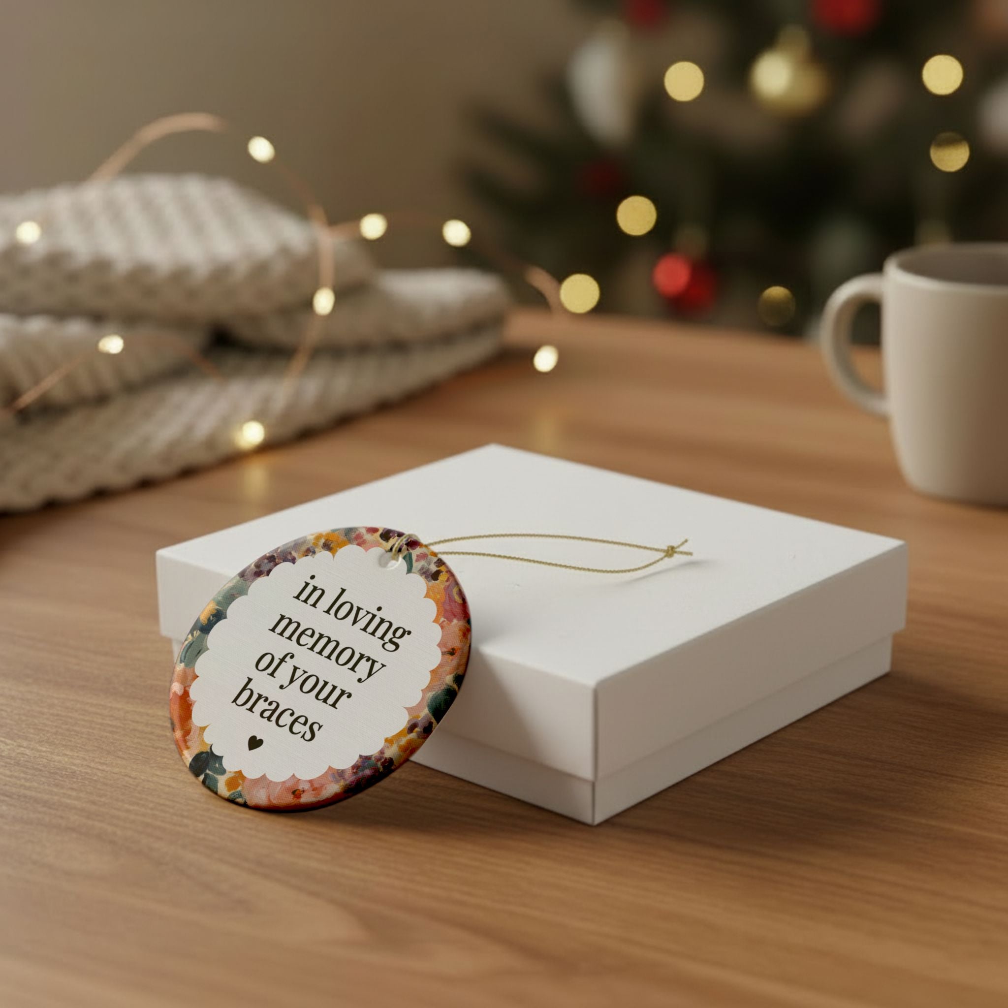 In Loving Memory of Your Braces: Funny Holiday Ornament for Friend or Teenage Daughter or Son Who Got Their Braces Off, Silly Xmas Ornament