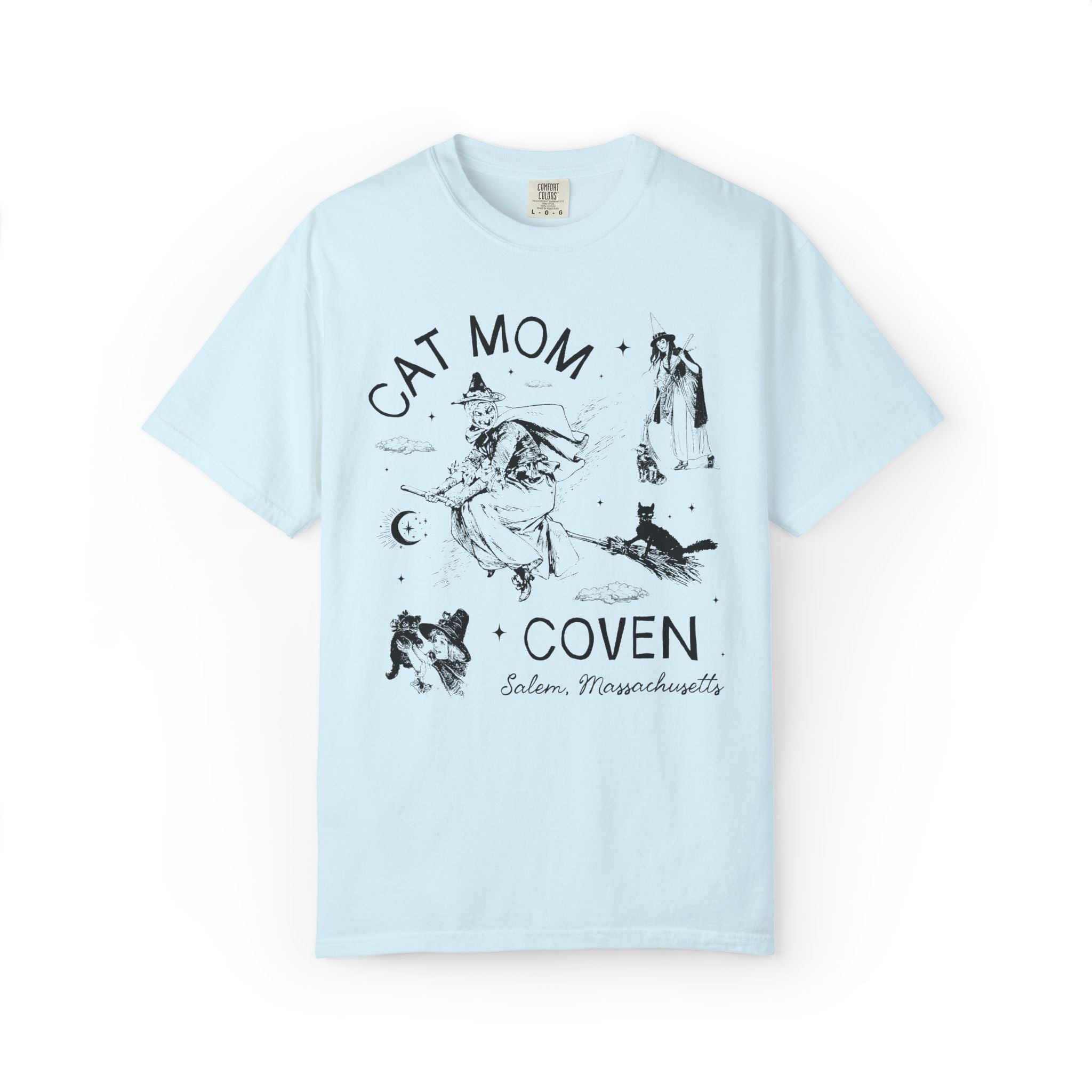 Witchy Cat Mom Tee Shirt for Halloween, Silly Cat Lover T-Shirt, Witchy Women's History Tee, Salem Witch Trials Animal Lover Tee, Cat Parent