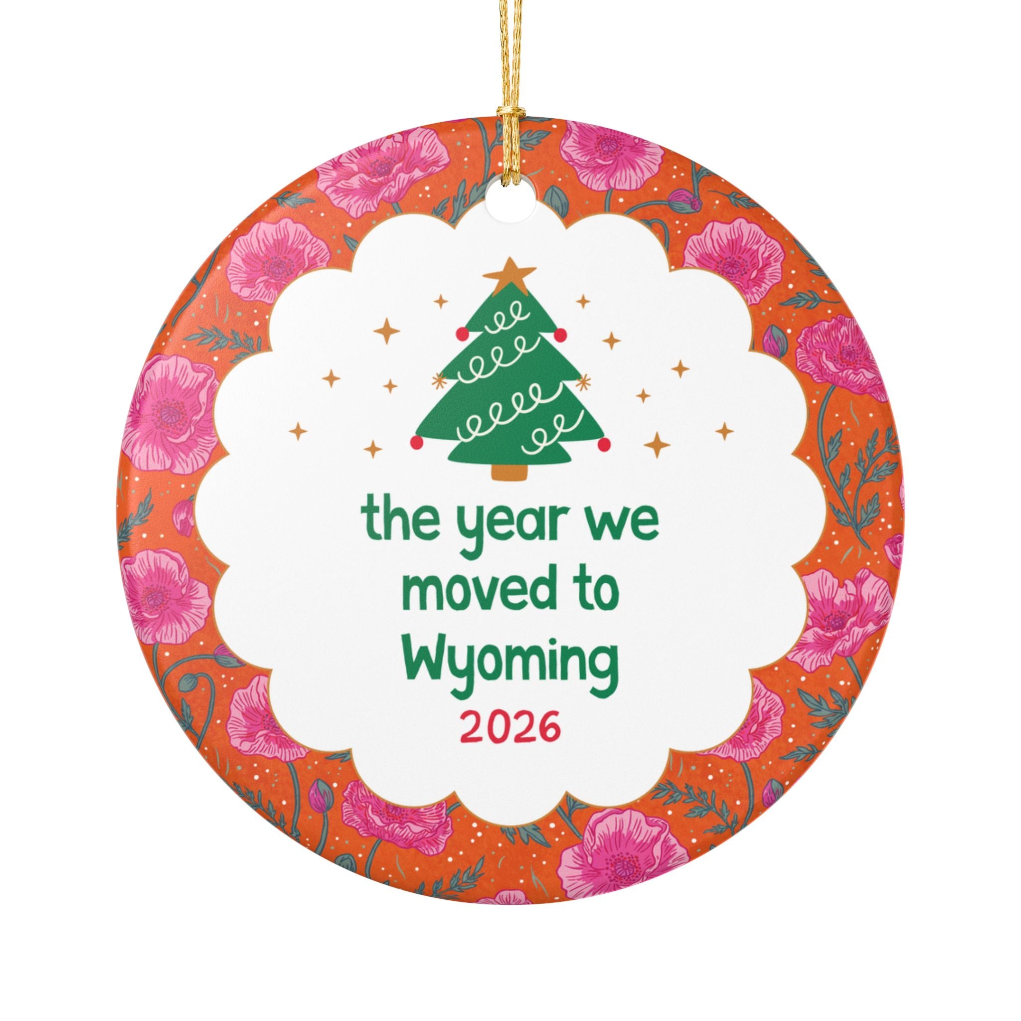 2026: The Year We Moved to Wyoming Nostalgic Christmas Ornament for Family Who Moved to Wyoming in 2026, Cute Family Moving Gift for Xmas