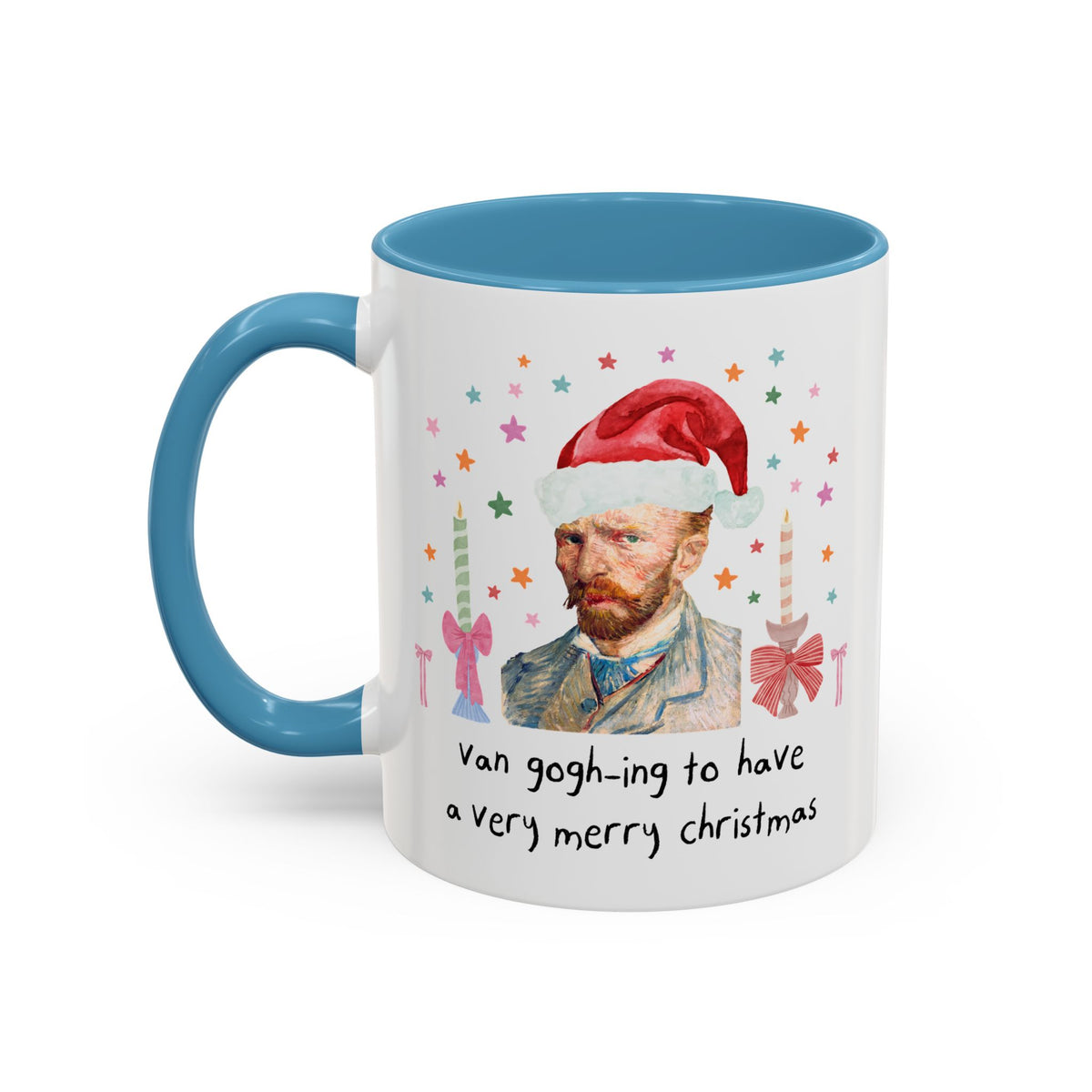 Christmas Art History Buff 11 Oz Mug with Vincent Van Gogh:Van Gogh-ing to Have a Very Merry Christmas, Silly Famous Painting Xmas Mug