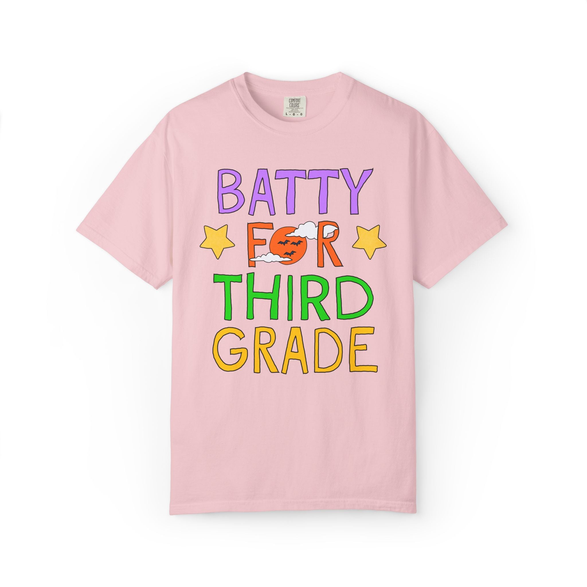 Third Grade Halloween Teacher Tee Shirt: Batty for Third Grade | Cute and Nostalgic Halloween Teacher Team T-Shirt for October, 90s Vibe