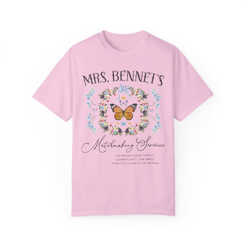 Jane Austen Pride and Prejudice Pink Book Merch for Reader Who Loves Mrs. Bennet, Classic Literature Bookish T-Shirt, Regency Romance Novels, Floral Cottagecore Book Lover Shirt