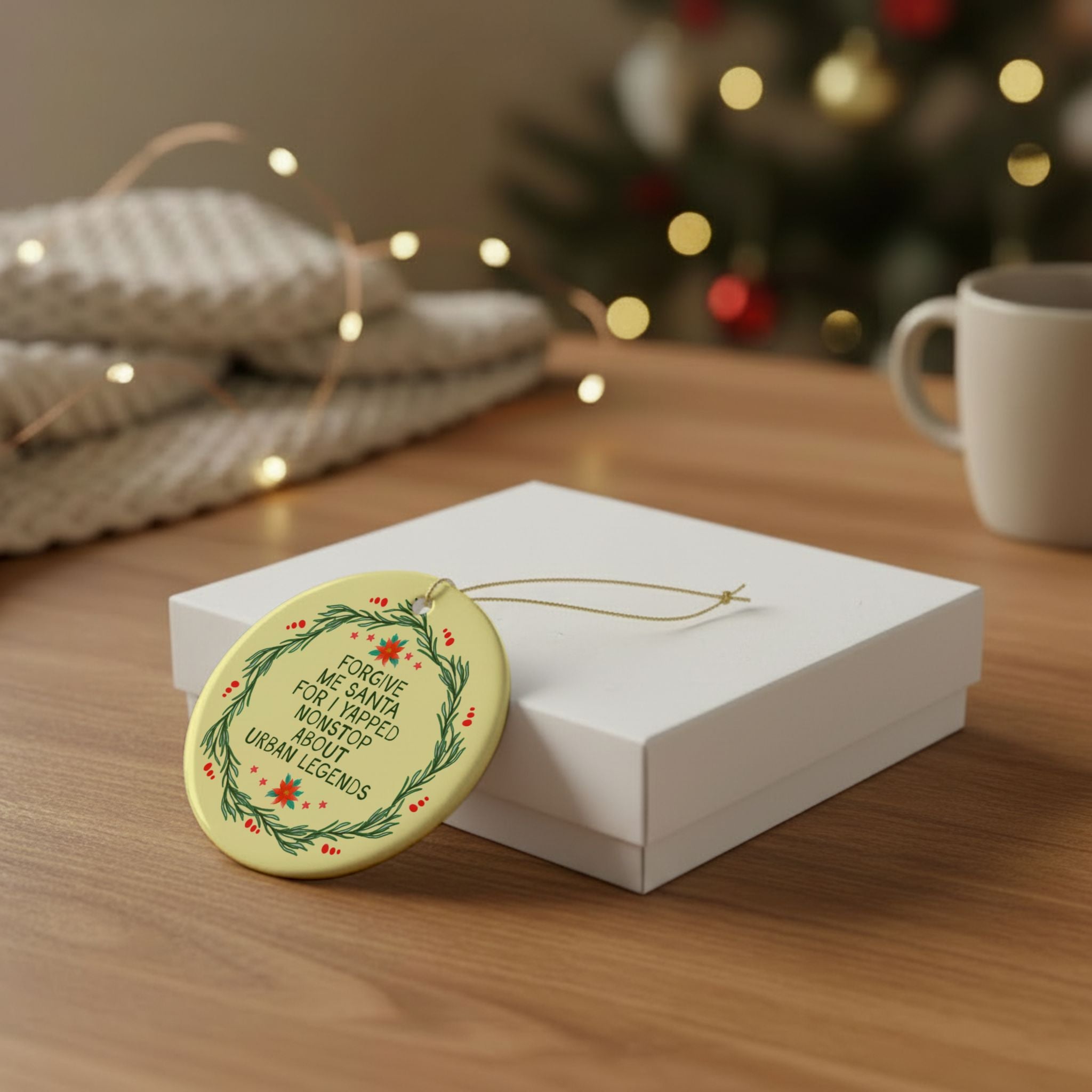 Spooky History Buff Christmas Ornament for American Folklore Historian: Forgive Me Santa for I Yapped Nonstop About Urban Legends