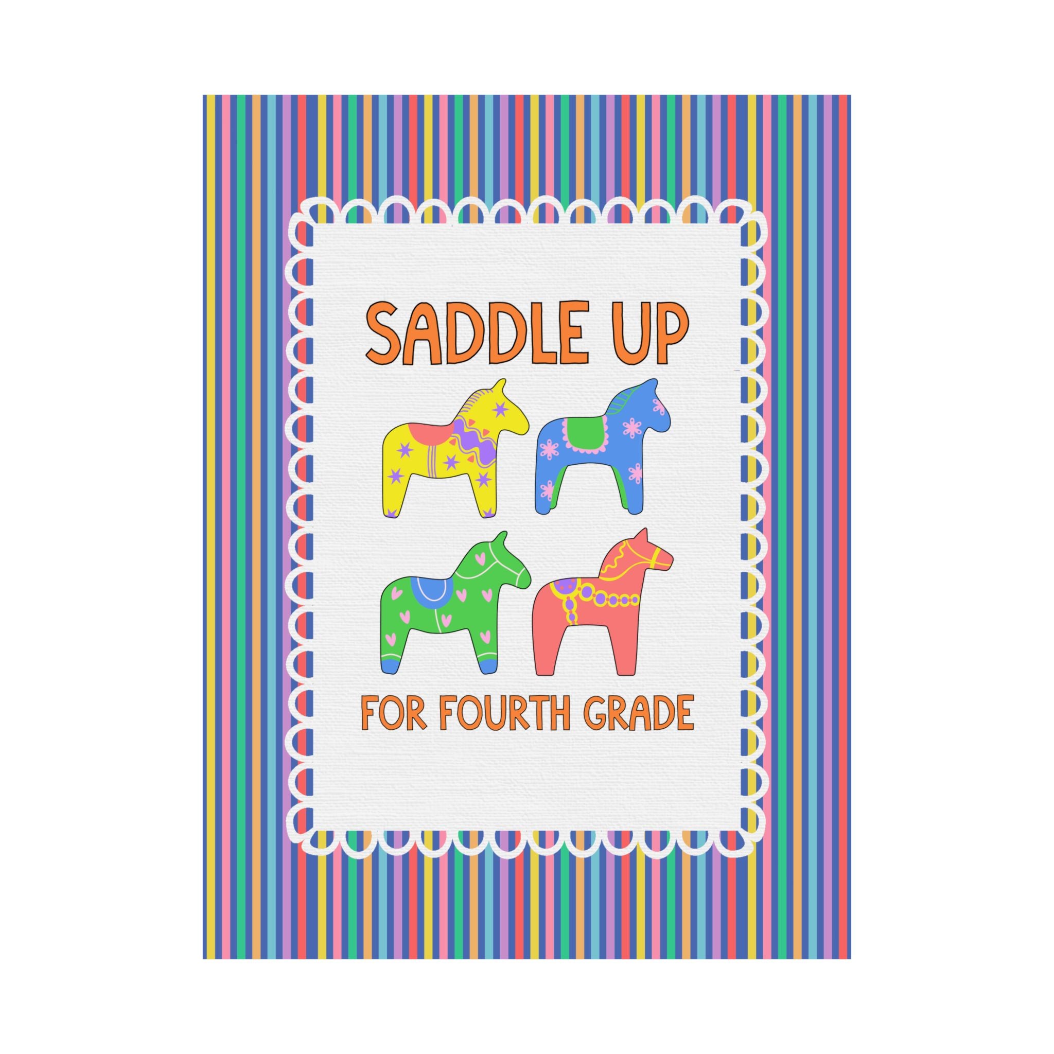 Saddle Up for Fourth Grade: Teacher Poster Print, Fourth Grade Teacher, Back to School Gift, Silly Dreamcore Western Aesthetic Horse Print
