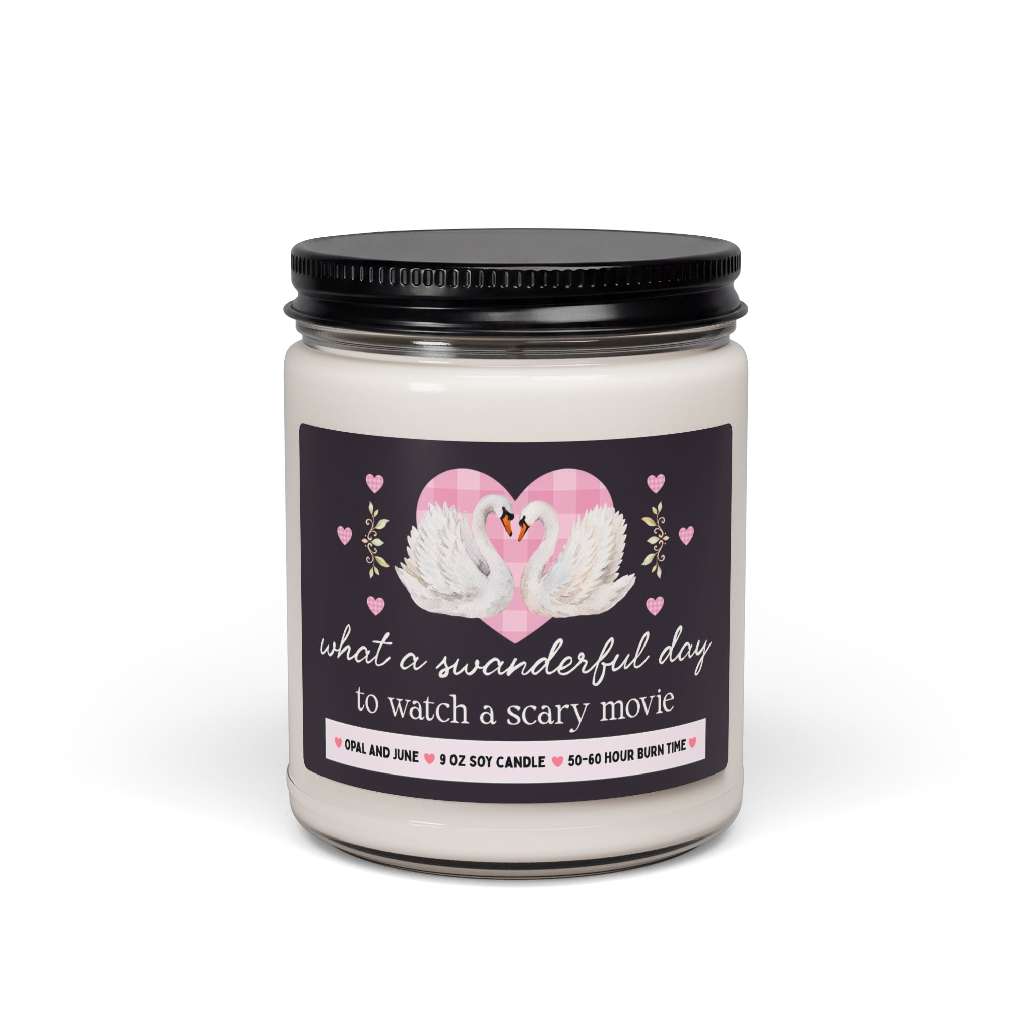 Scary Movie Lover Gift, Candle with Swans: What a Swanderful Day to Watch a Scary Movie, 9 Oz Candle for Spooky Movie Buff, Horror Movies