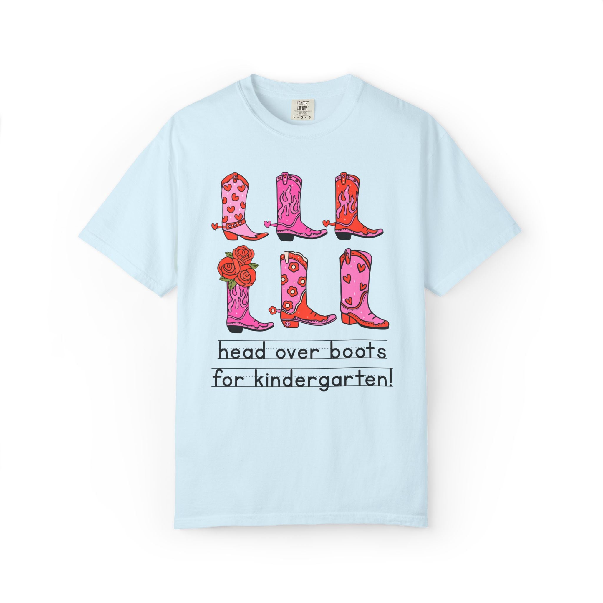 Head Over Boots for Kindergarten: Valentine's Day Matching Teacher T-Shirt with Western Aesthetic, Colorful and Nostalgic Teacher Tees