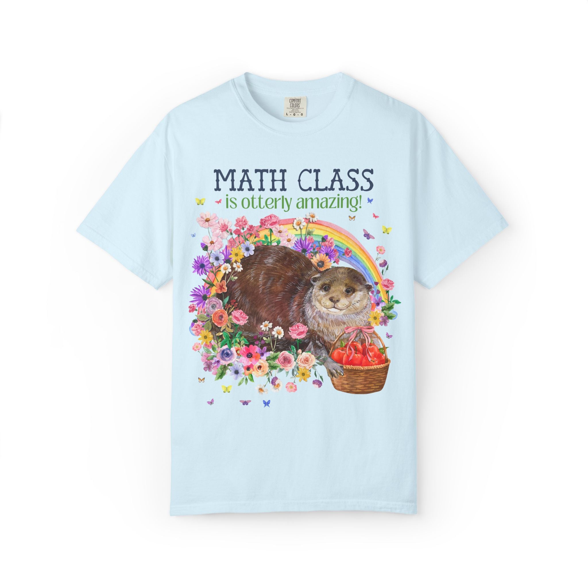 Otterly Amazing Grade Level Matching Teacher Tee Shirt with Flowers and a Rainbow: Colorful Maximalist Back to School Speech Teacher Tee