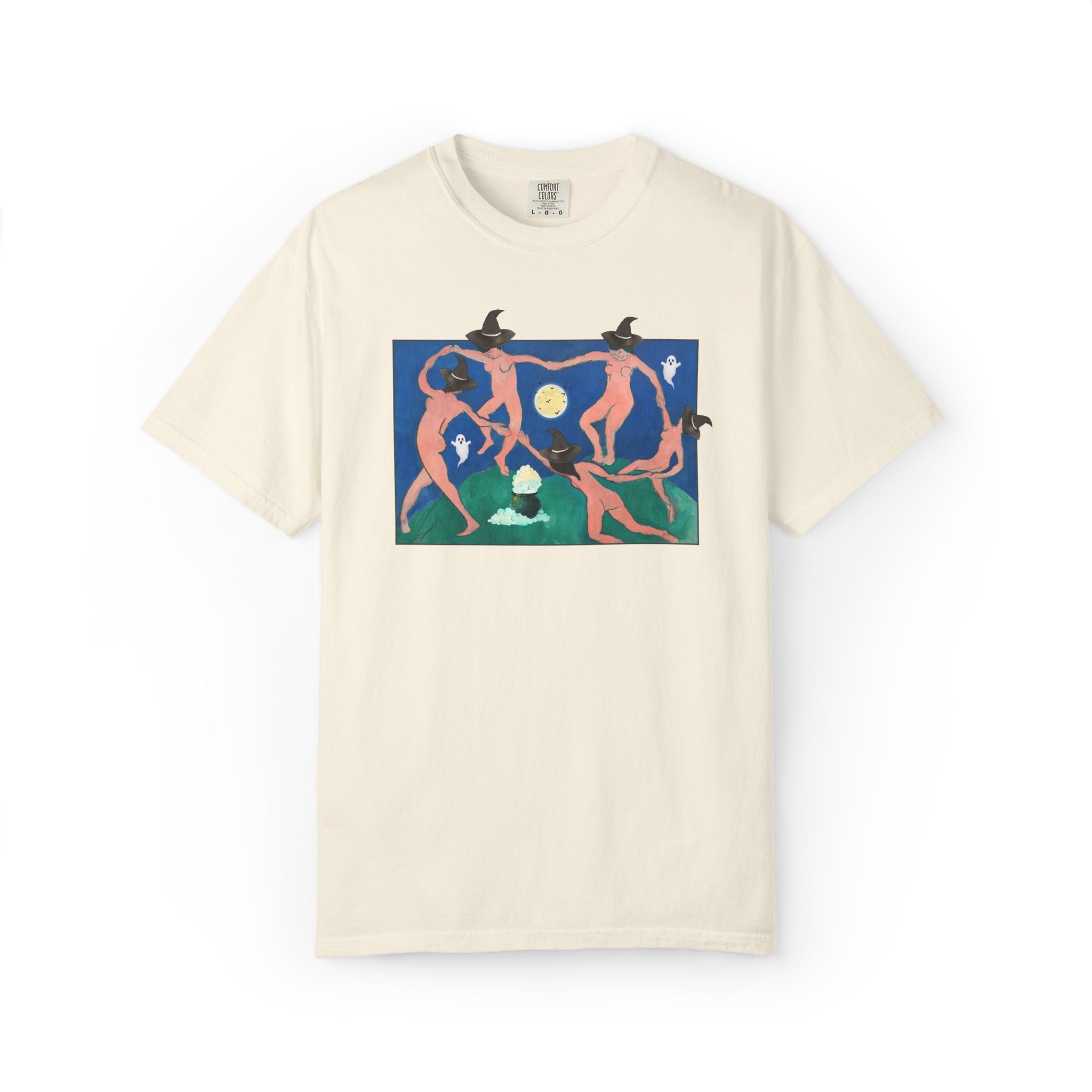 Halloween Art History Buff Tee Shirt with Spooky Witches and Ghosts: Henri Matisse Dance Early 1900s Famous Painting, French Art History Tee