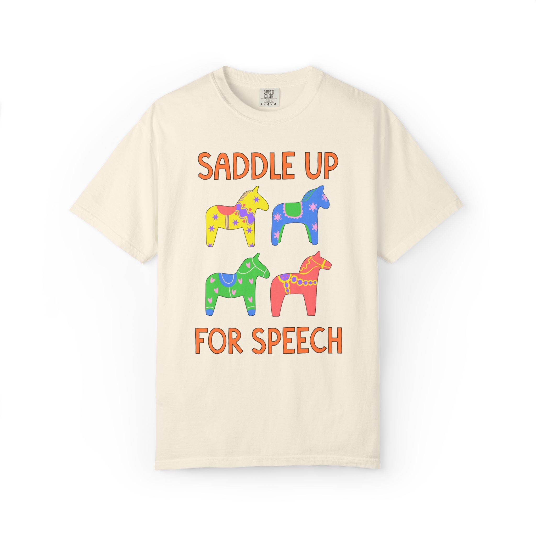 Saddle Up for Speech: Cute Speech Therapist or Speech Office T-Shirt, Silly Dreamcore Aesthetic Tee with Horses, New SLP Therapist Gift