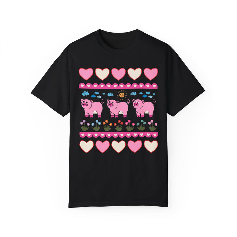 Adorable Floral Pig Tee Shirt