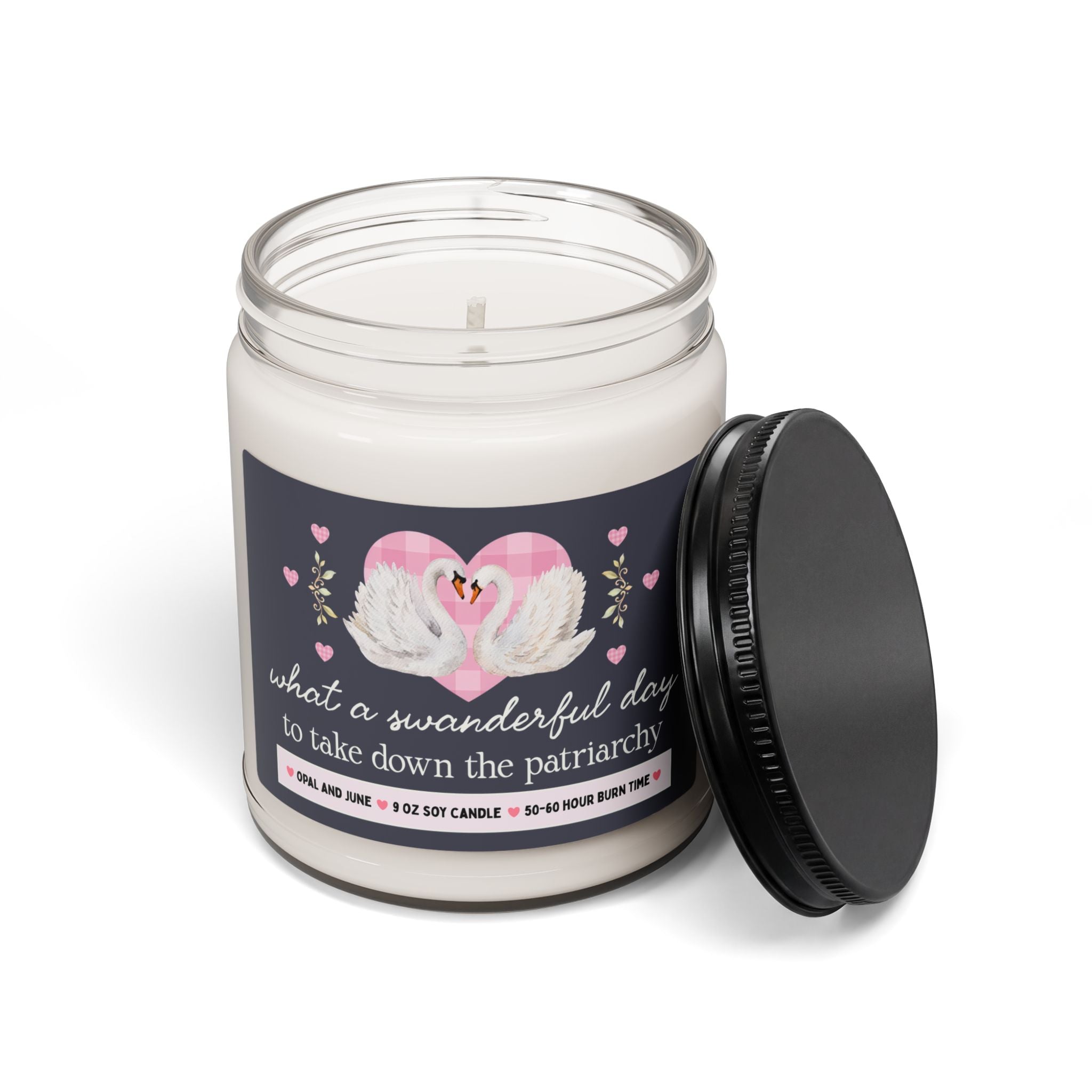 Feminist Gift, Candle with Swans: What a Swanderful Day to Take Down the Patriarchy, 9 Oz Candle, Women's History Month, Equal Rights