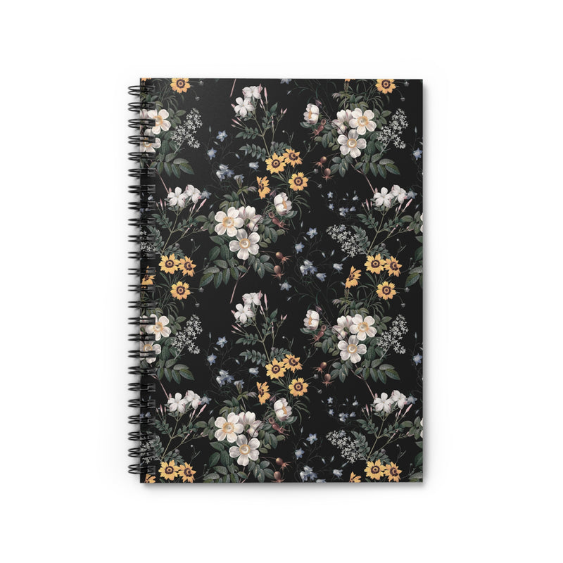Romantic Floral Gothic Notebook with Dark Boho Flowers for Meetings at Work