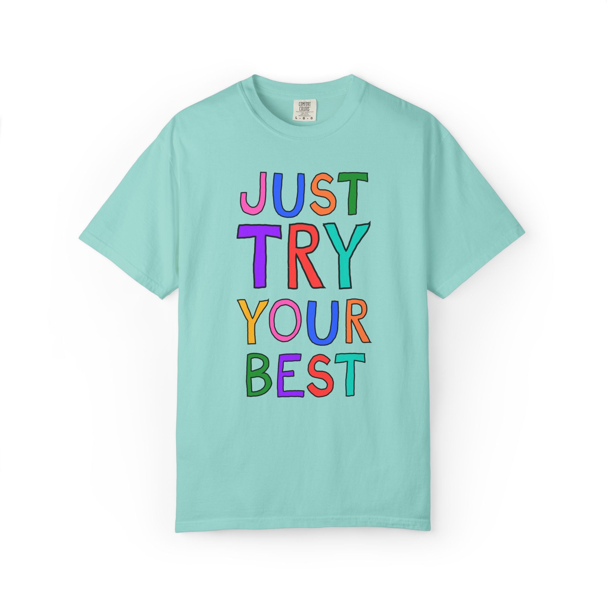 Just Try Your Best Testing Day T-Shirt for Elementary Teacher Team, Kitschy Nostalgic Positive Affirmation Tee for School Office Staff