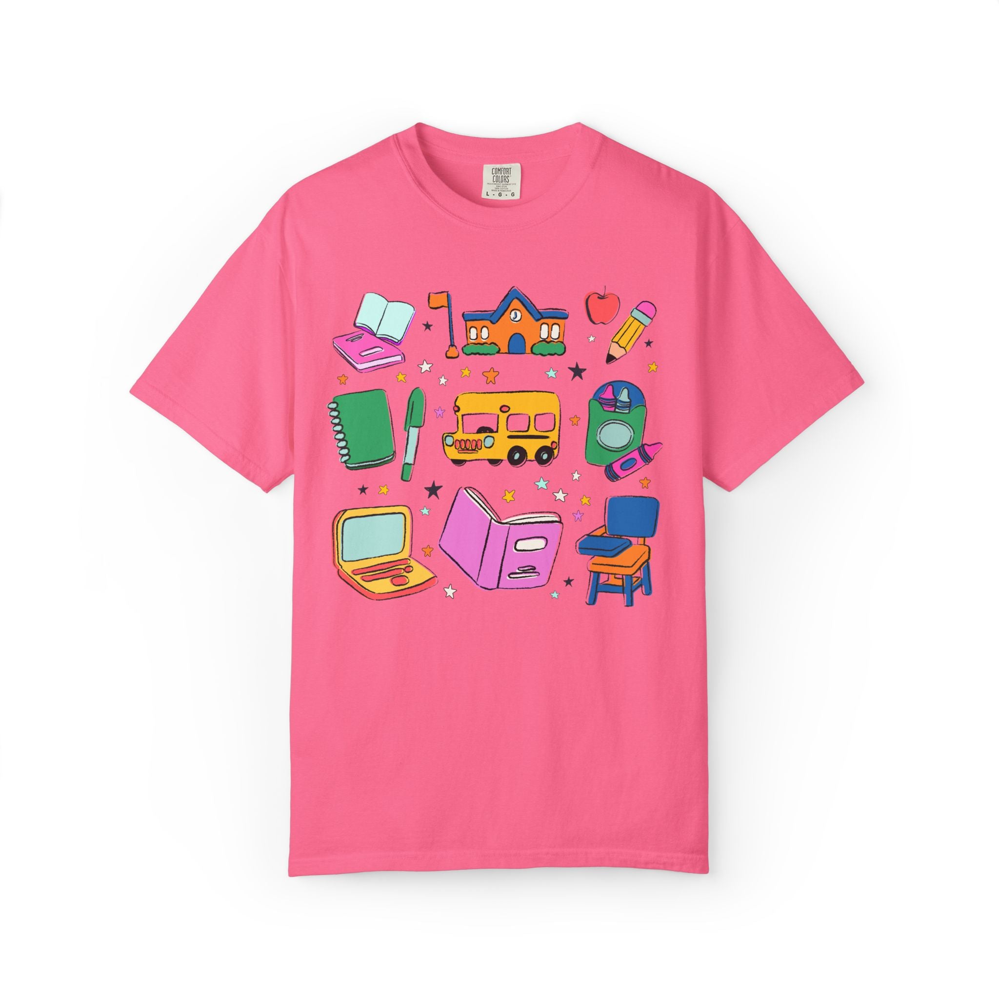 Nostalgic School Supply T-Shirt for Back to School, Cute Matching Teacher Tee, New School Year, Colorful Dopamine Vibe, Paraprofessional Tee