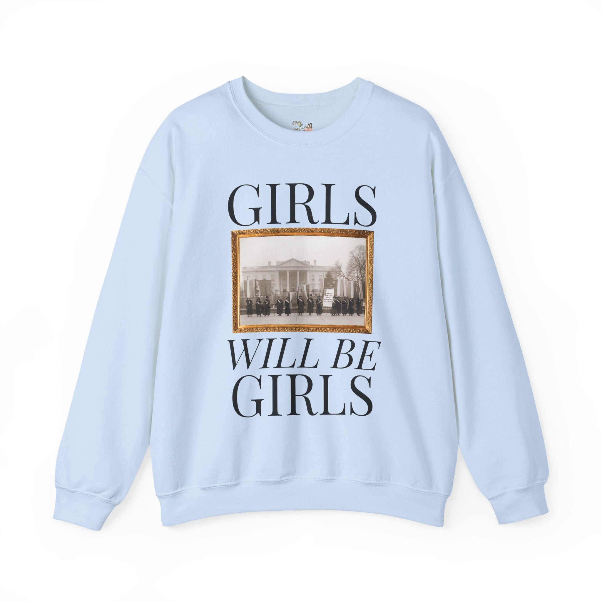 Suffragette Feminist Sweatshirt for History Major or History Buff, Cozy Women's Rights Crewneck with Photo from 1918 in Front of White House