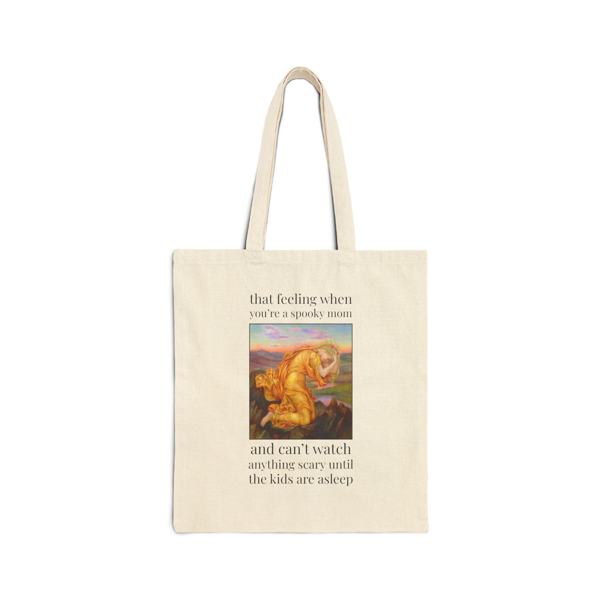 Halloween Mom Tote Bag with Famous Painting by Evelyn de Morgan: When You're a Spooky Mom True Crime History Buff Shirt, Scary Movie Lover
