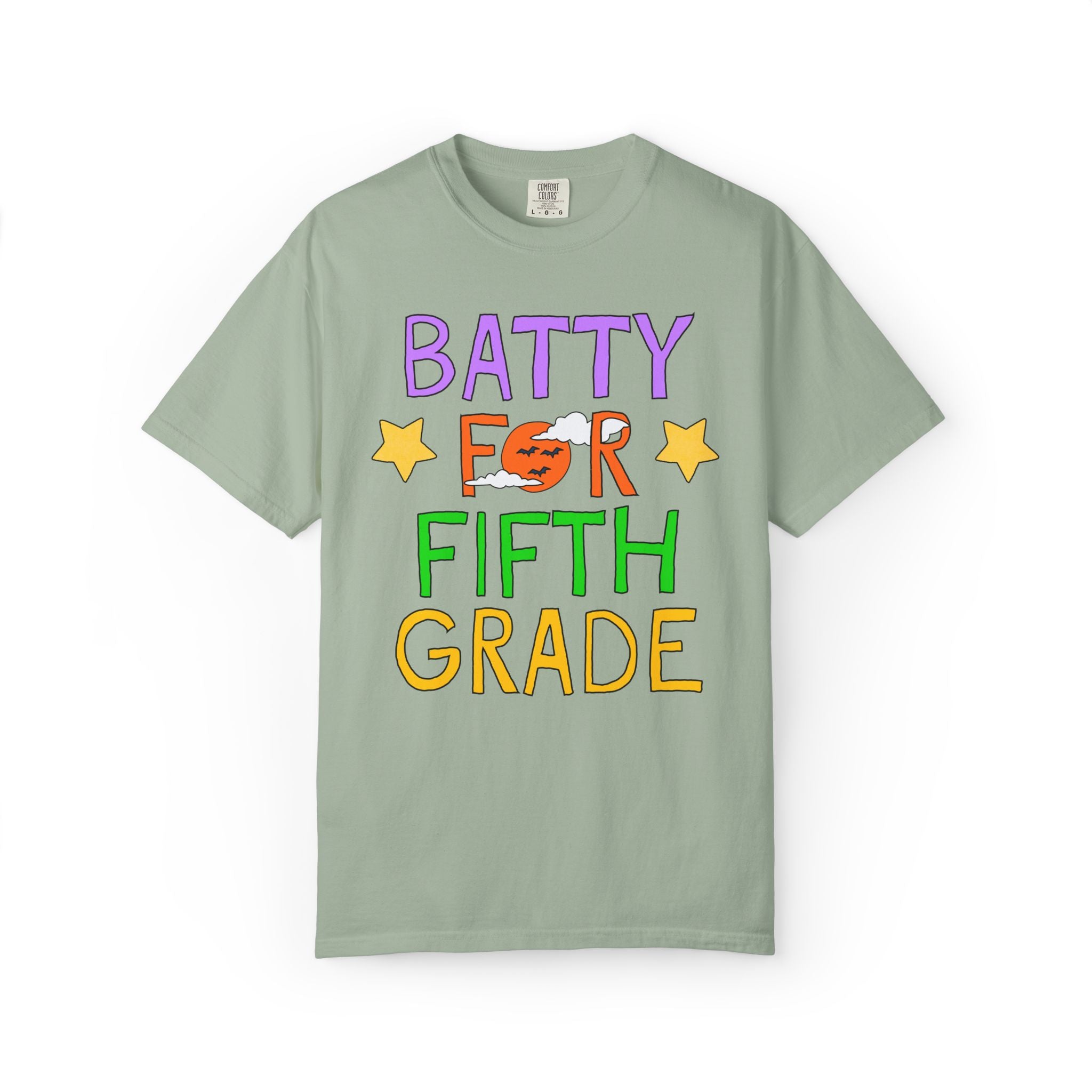 Fifth Grade Halloween Teacher Tee Shirt: Batty for Fifth Grade | Cute and Nostalgic Halloween Teacher Team T-Shirt for October, 90s Vibe