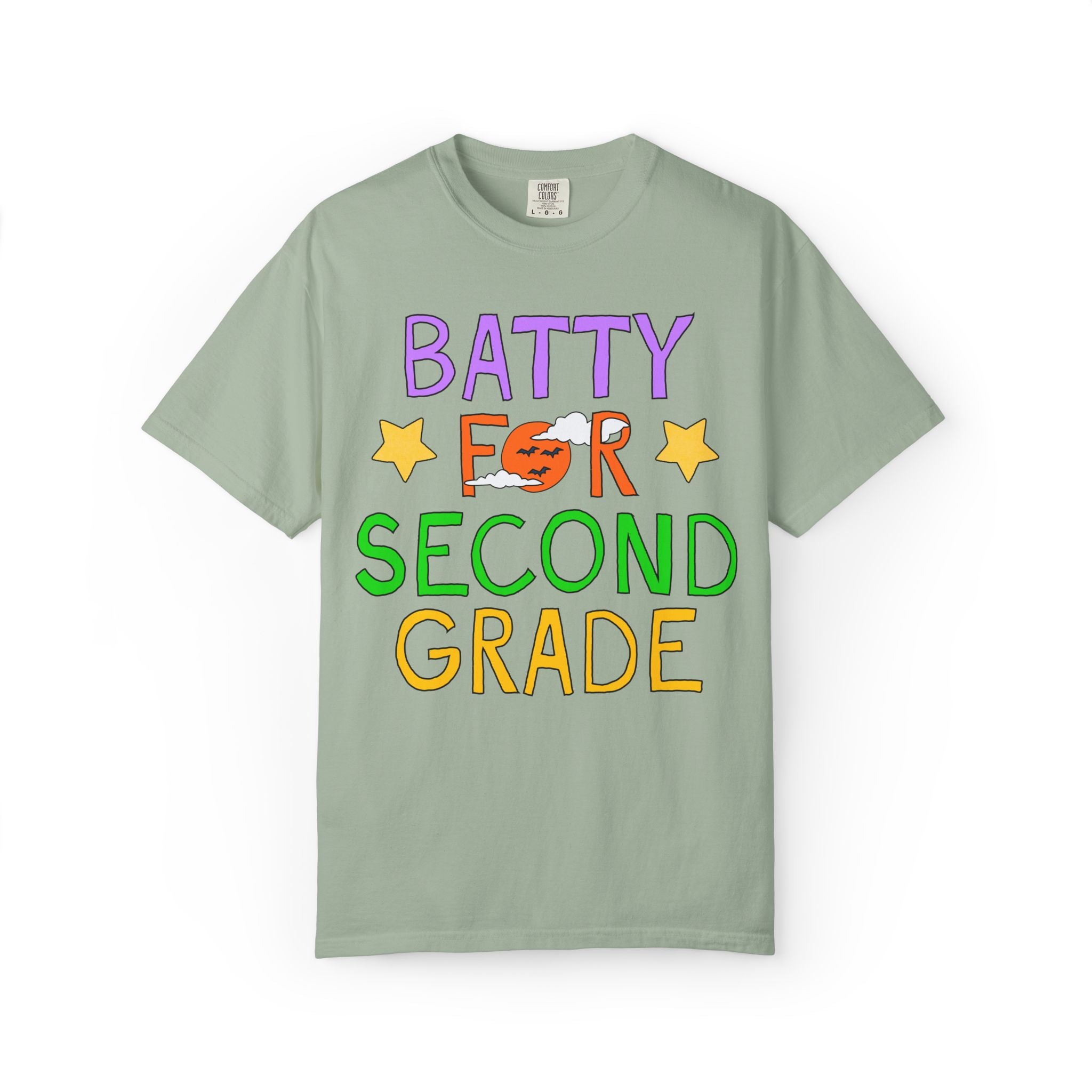 Second Grade Halloween Teacher Tee Shirt: Batty for Second Grade | Cute and Nostalgic Halloween Teacher Team T-Shirt for October, 90s Vibe
