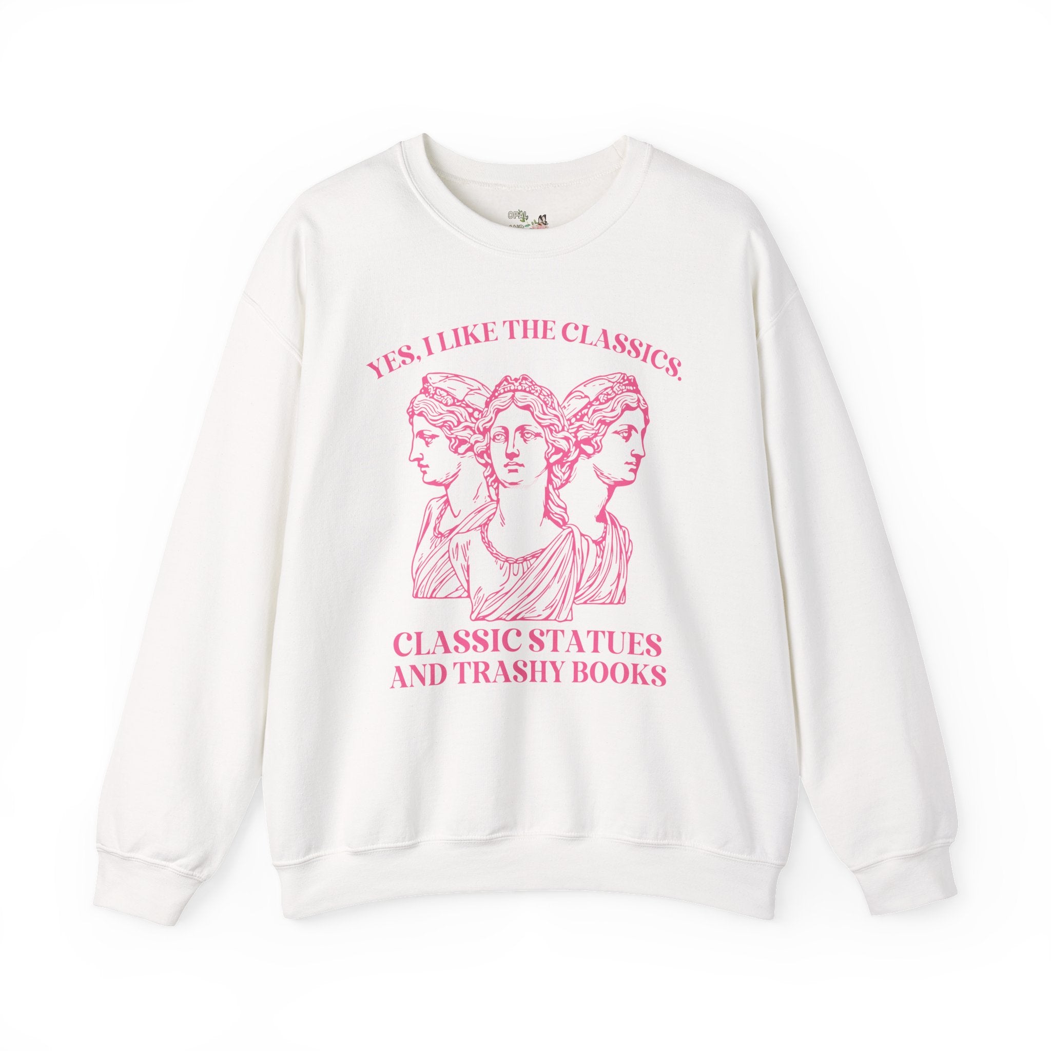 Funny Book Lover Gift Idea for Friend Who Loves Classic Statues and Trashy Books, Silly Bookworm Shirt for Library, Romance Reader Sweatshirt