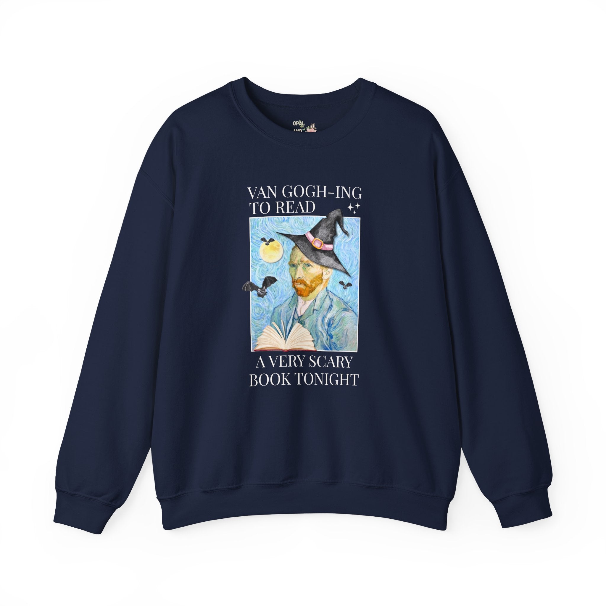 Bookish Halloween Sweatshirt for Art Historian, Silly Vincent Van Gogh Book Lover Crewnec: Read a Very Scary Book, Horror Bookworm Librarian