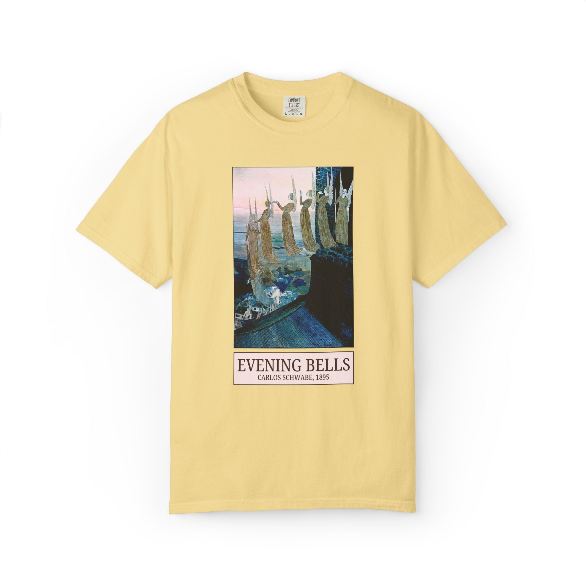 Evening Bells by Carlos Schwabe: Famous Painting from 19th Century, Colorful Art History Lover Tee Shirt, Symbolism Art Movement Late 1800s