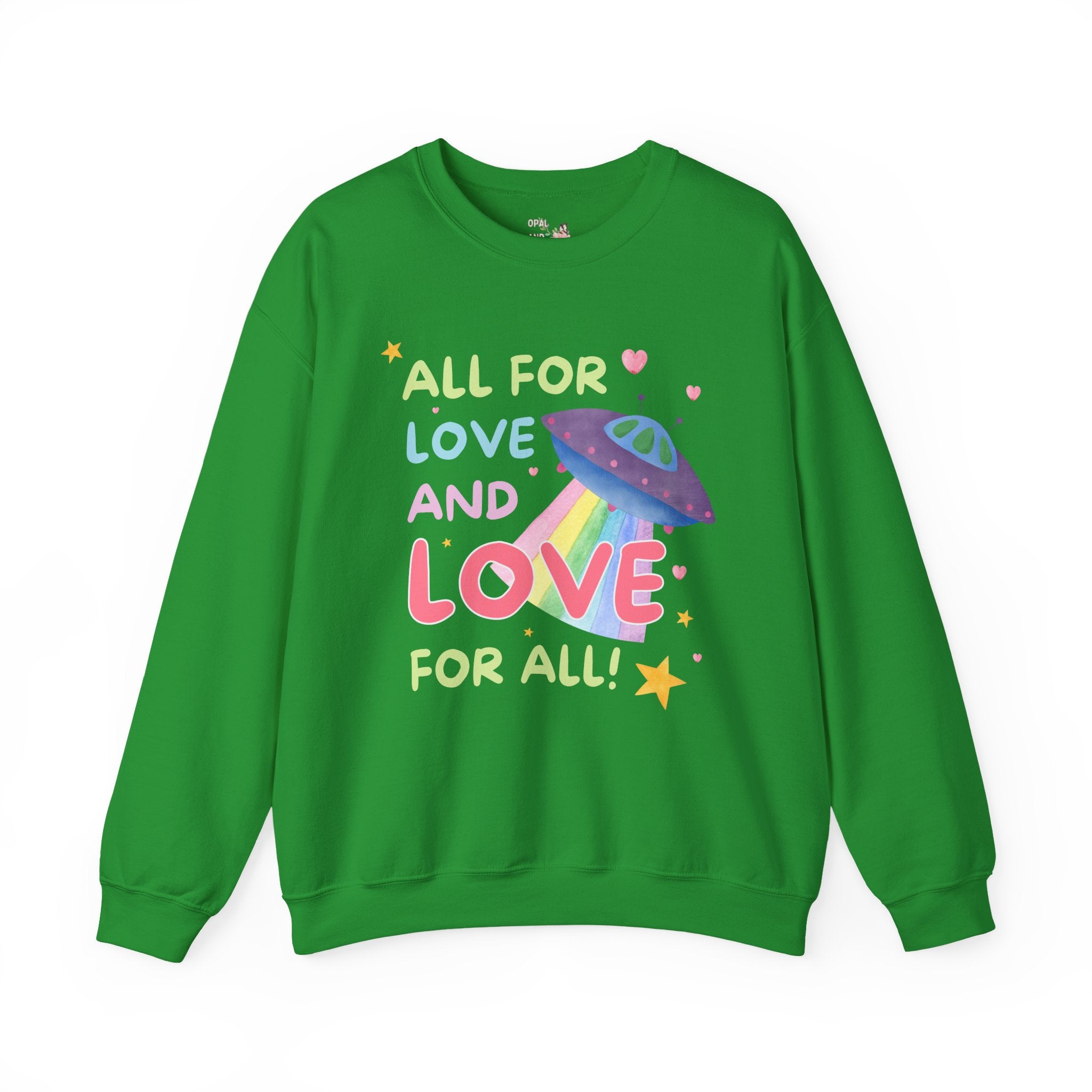 Gay Rights Shirt for Pride Month and Beyond: Cute 90s Aesthetic Rainbow UFO Sweatshirt with Stars, Adorable Y2K Vibes, Colorful Kitschy LGBTQ Shirt