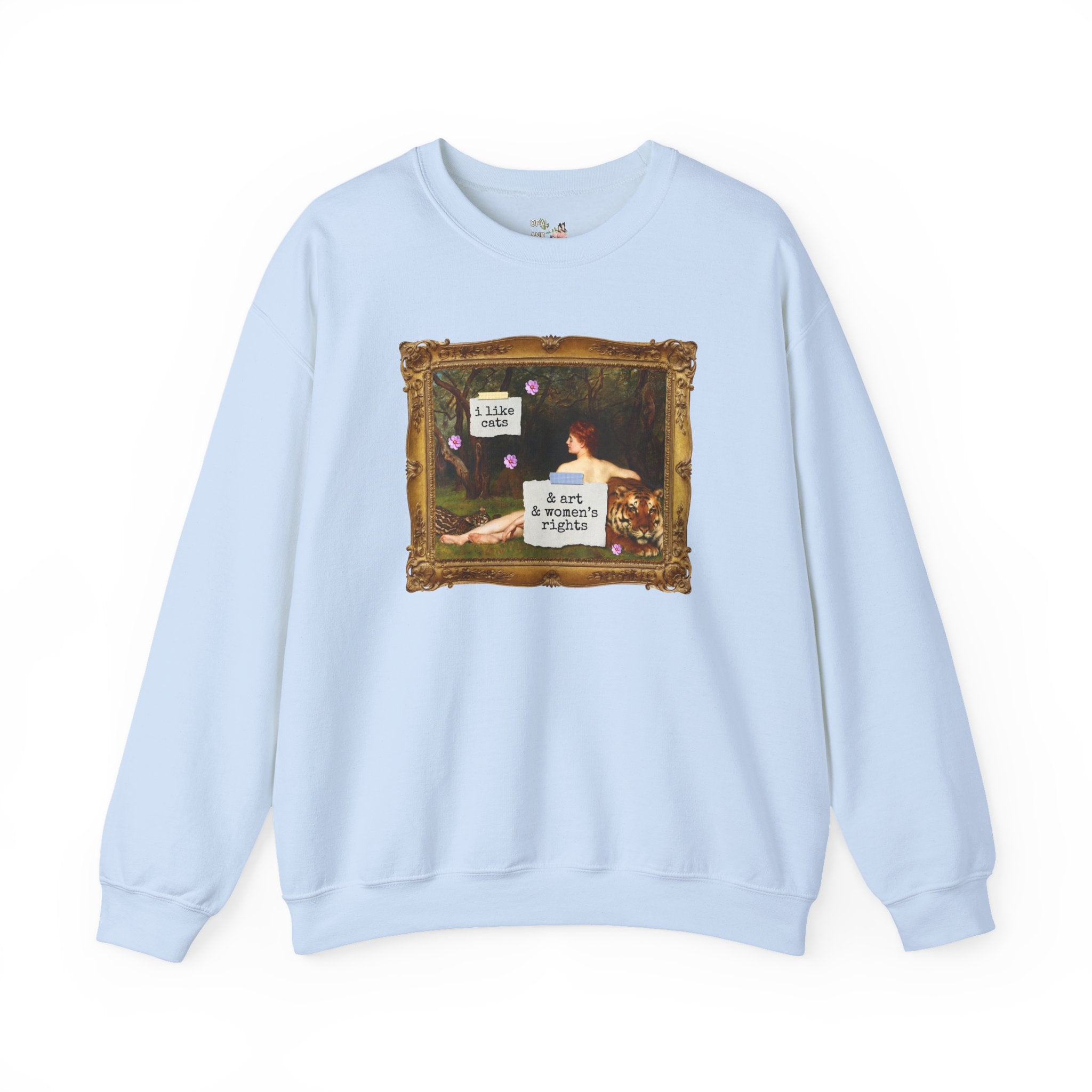 Funny Feminist Sweatshirt for Cat Mom or Cat Dad Who Loves Art History and Women's Rights, Equal Rights Famous Painting Crewneck for Artist