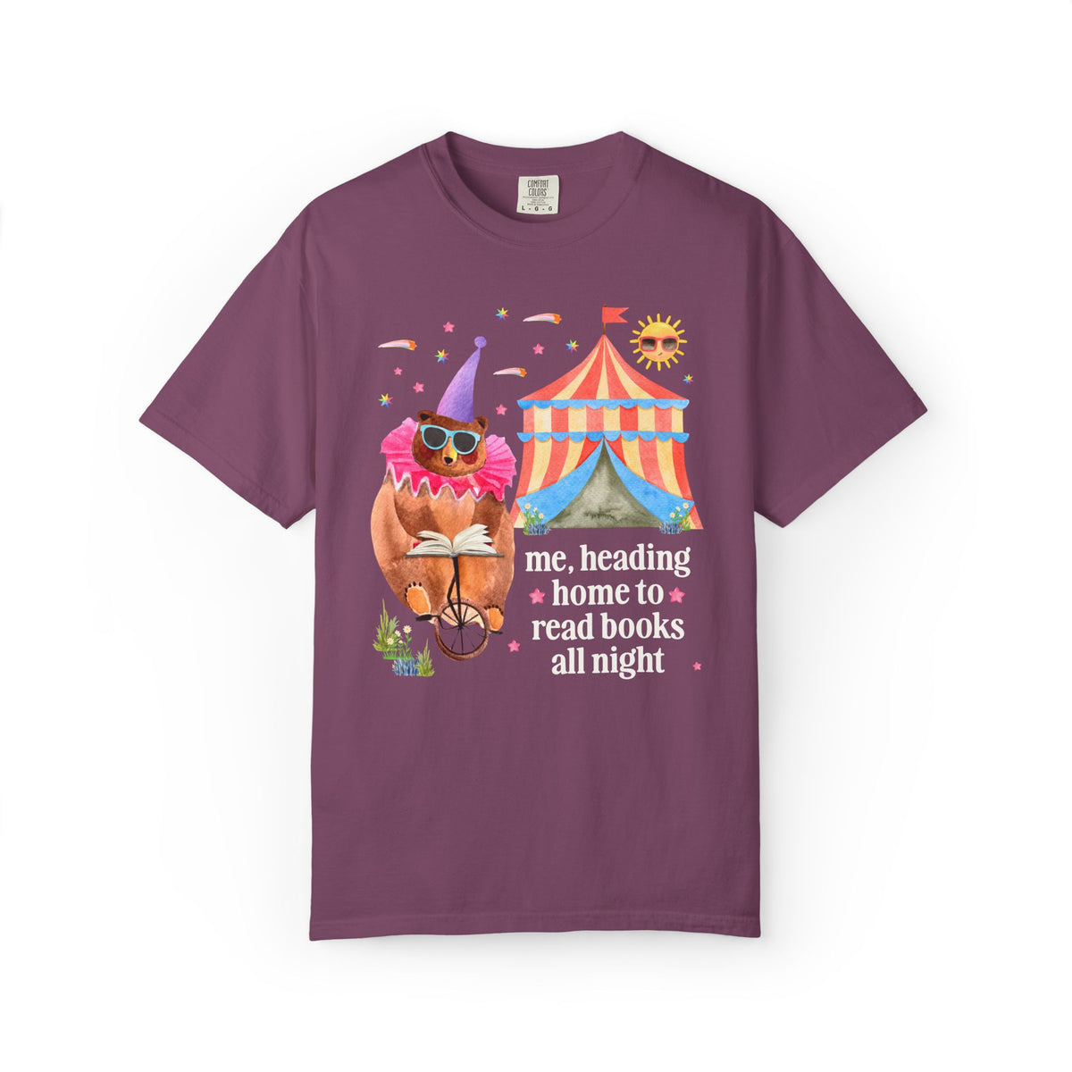 Me, Heading Home to Read Books All Night: Cute Dreamcore Bear T-Shirt for Bookworm Animal Lover, Cute Bookish Tee for Reader
