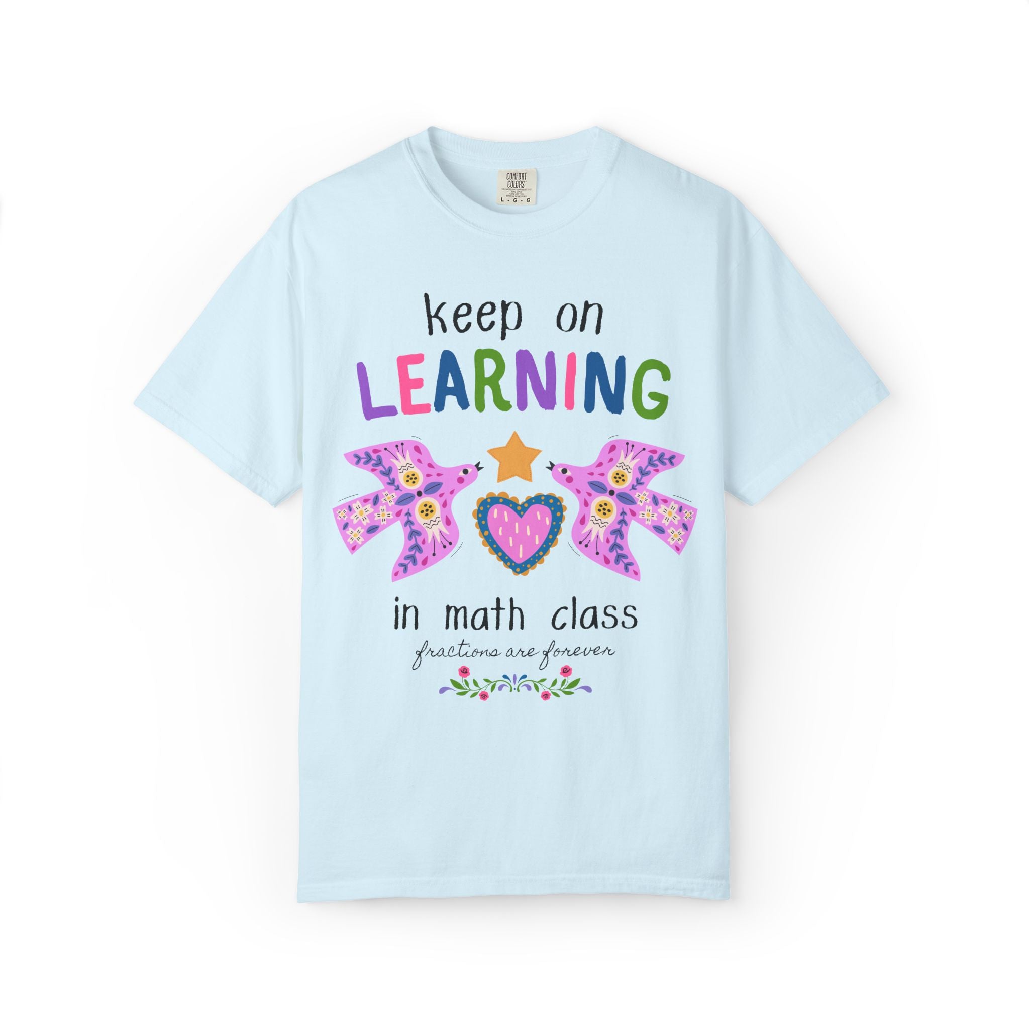 Math Teacher Tee Shirt: Keep on Learning in Math Class, Kitschy and Whimsy Back to School Matching Teacher T-Shirt for Math Department