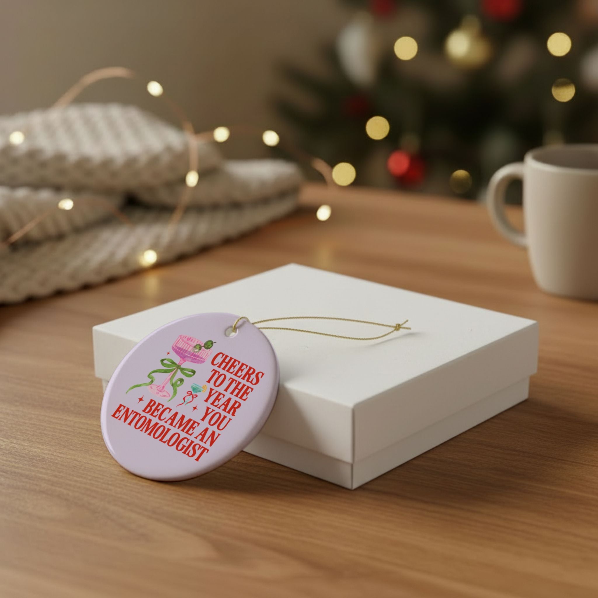 Cheers to the Year You Became an Entomologist Holiday Ornament, Cute Insect Lover or Science Major Gift for Student Who Studies Bugs