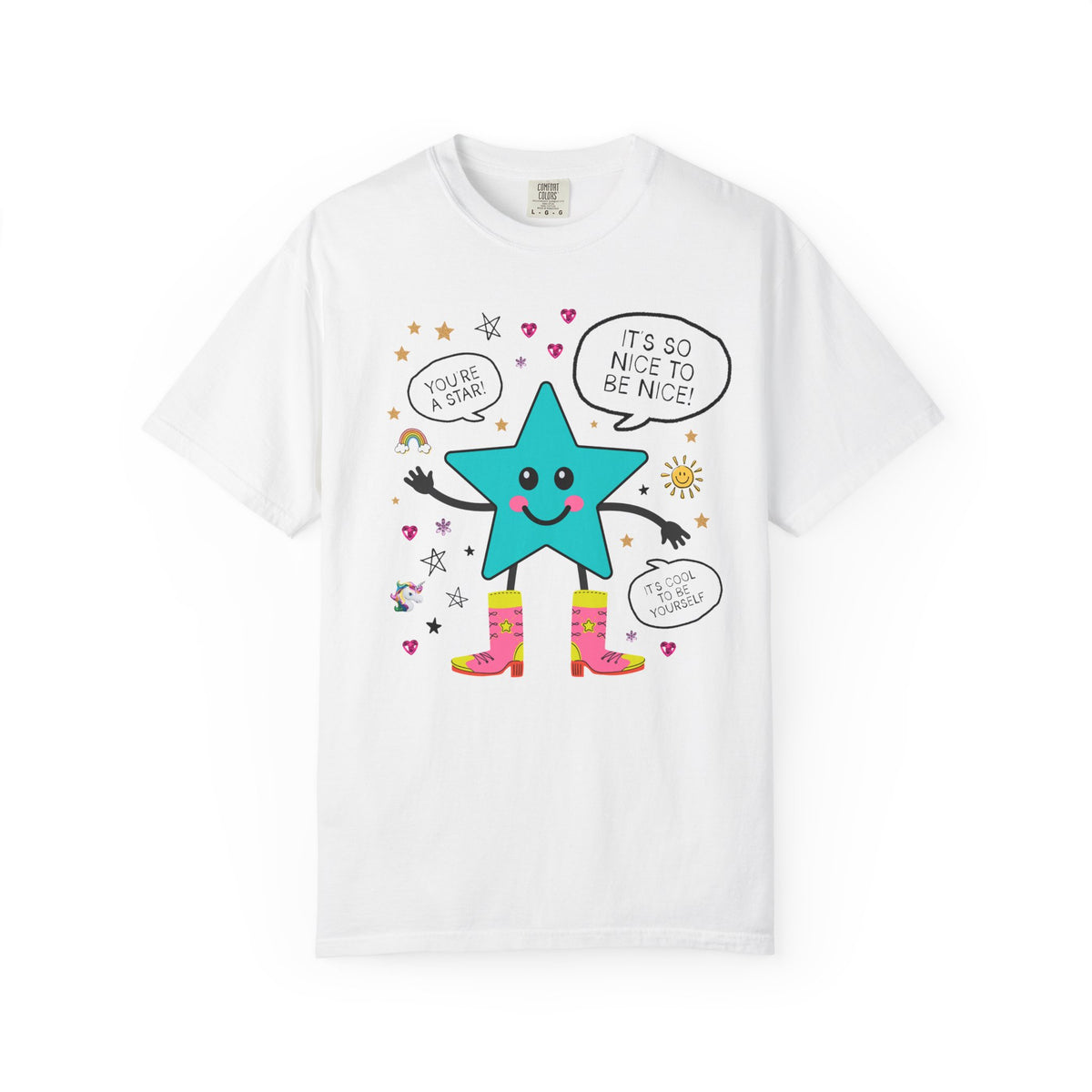 Positive Affirmation Cowboy Star Tee Shirt with Compliments, Cute Early 2000's Aesthetic Positive Teacher or Mom Tee