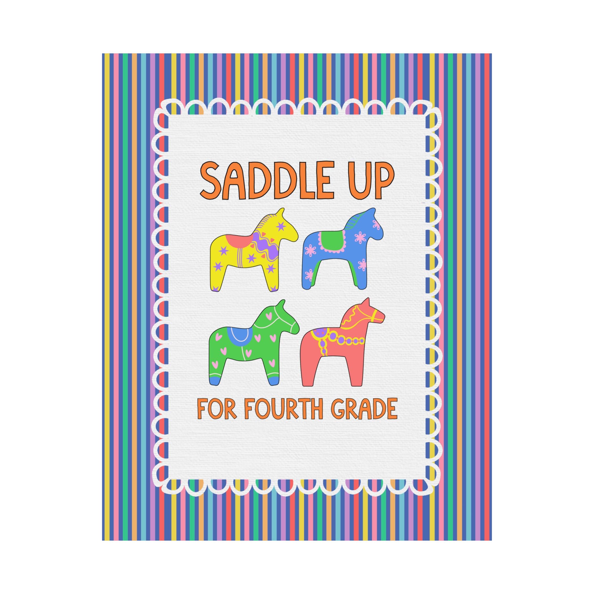 Saddle Up for Fourth Grade: Teacher Poster Print, Fourth Grade Teacher, Back to School Gift, Silly Dreamcore Western Aesthetic Horse Print