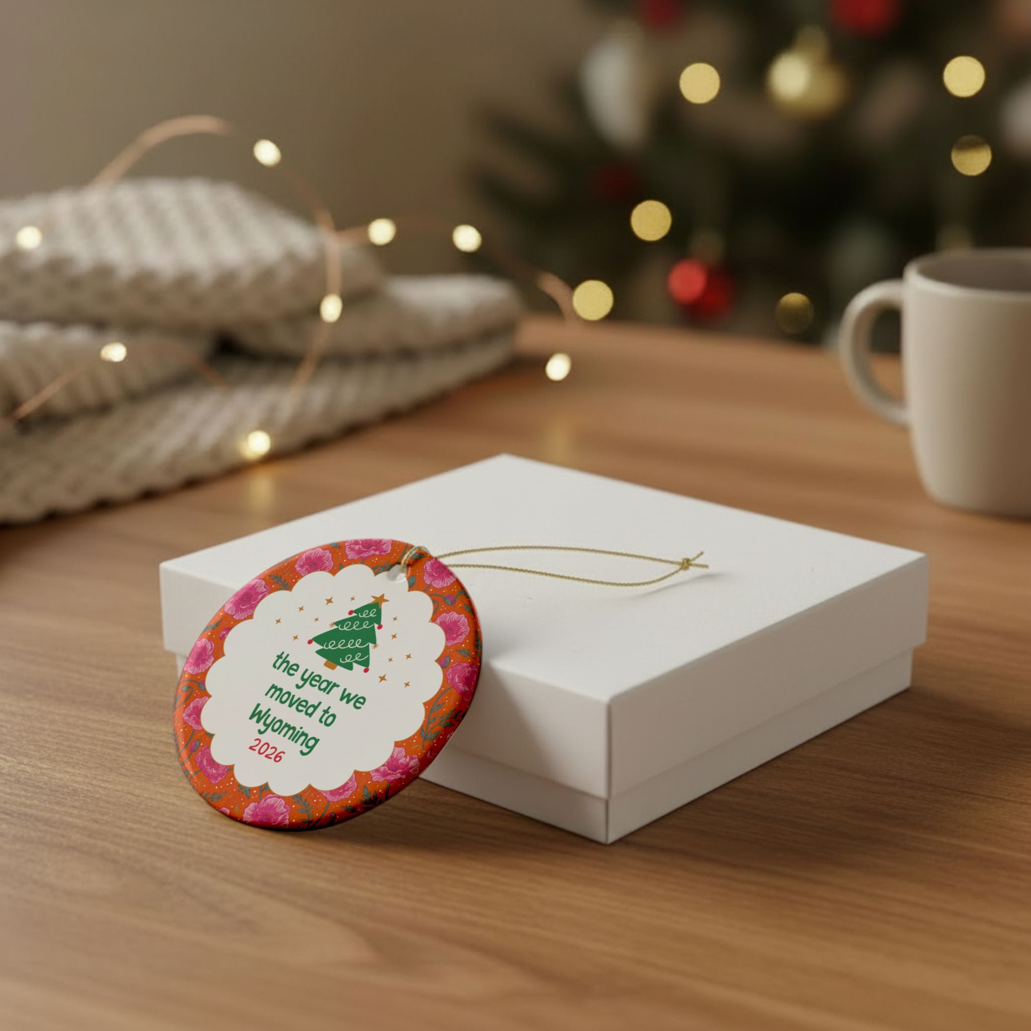 2026: The Year We Moved to Wyoming Nostalgic Christmas Ornament for Family Who Moved to Wyoming in 2026, Cute Family Moving Gift for Xmas
