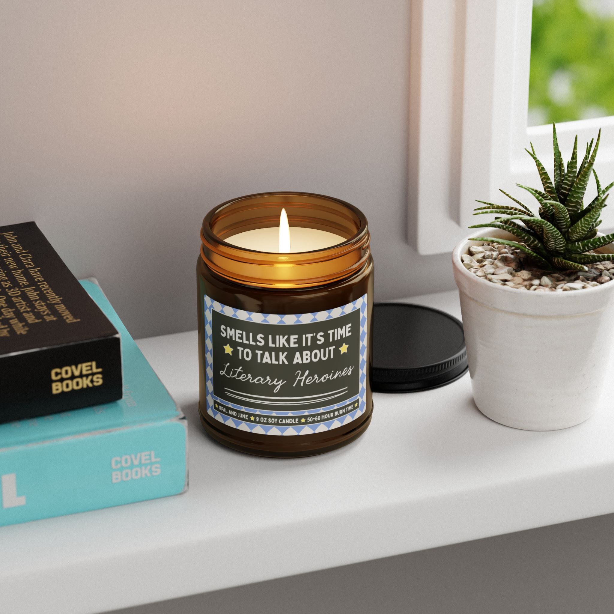 Funny Bookish Gift for Classic Literature Bookworm: 9 Oz Soy Candle | It's Time to Talk About Literary Heroines, Candle for Book Lover