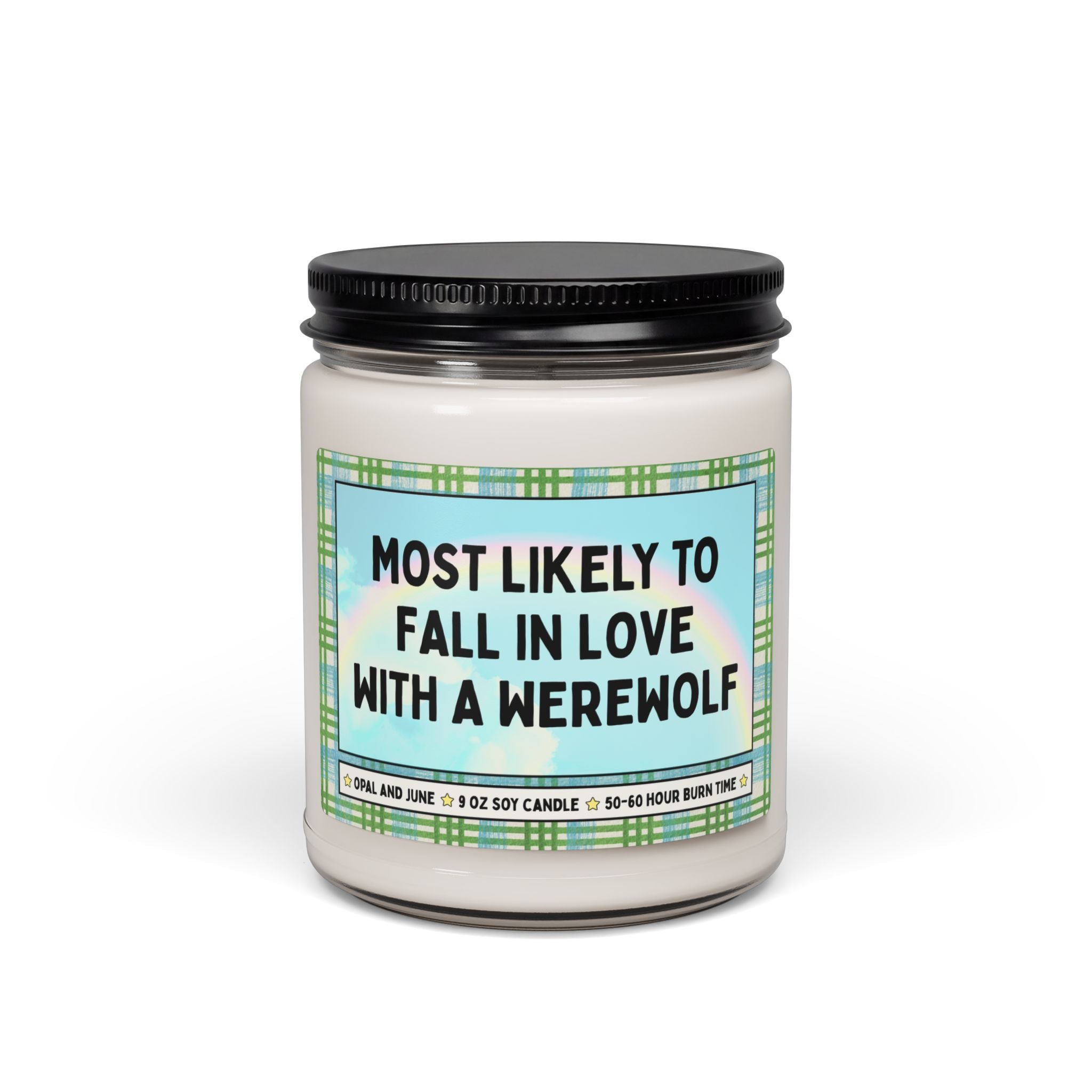 Most Likely to Fall in Love with a Werewolf 9 Oz Soy Candle for Bookish Friend Who Loves Paranormal Romance, Silly Book Lover Gift Idea for Bookworm