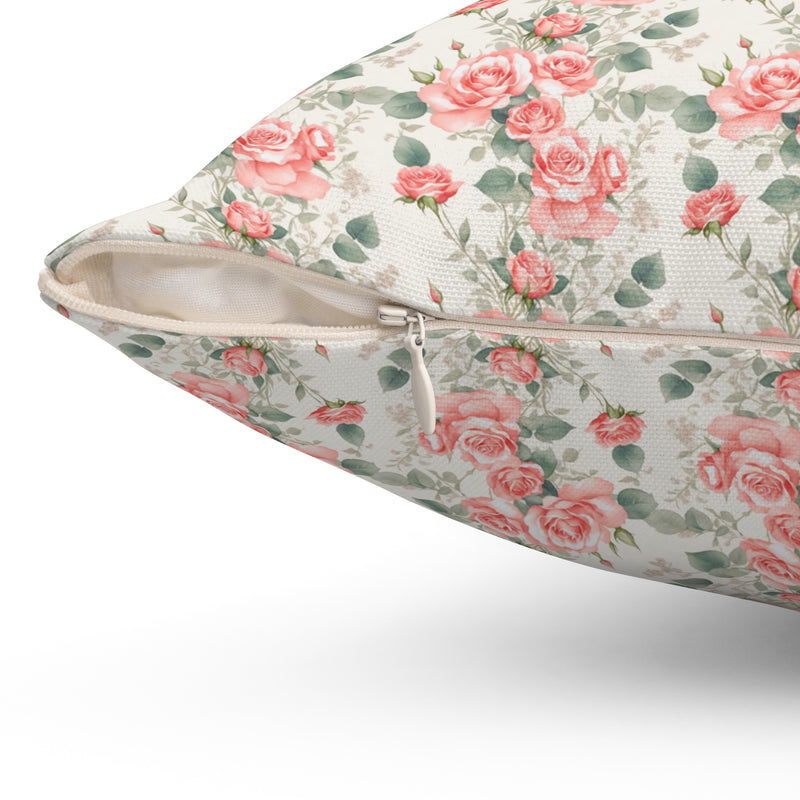 Pink and White Flower Pillow for Office or Home: Cozy Vintage Aesthetic Floral Pillow for Her