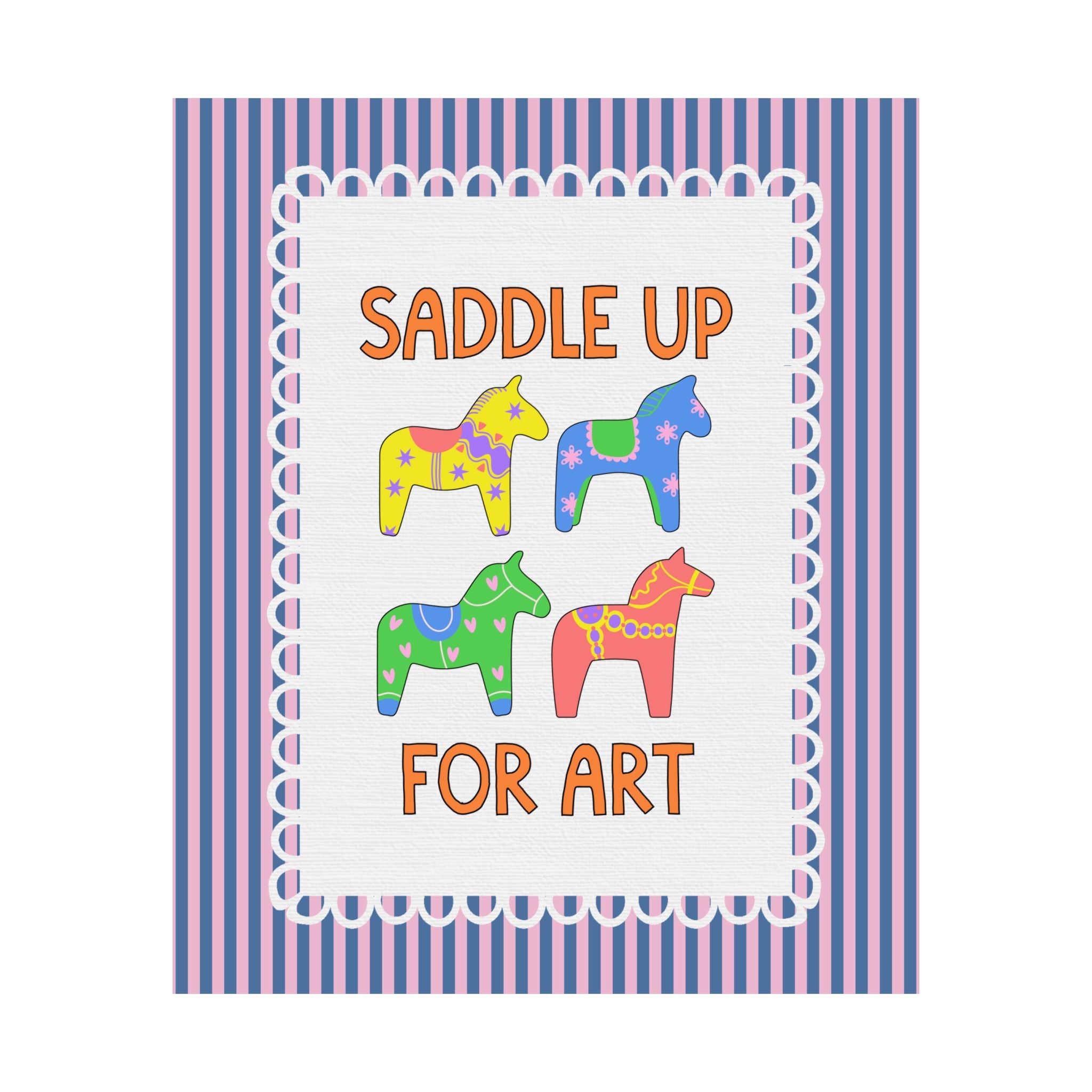 Saddle Up for Art: Cute Teacher Poster Print for Art Teacher, Back to School Gift, Silly Dreamcore Western Aesthetic Horse Poster Print