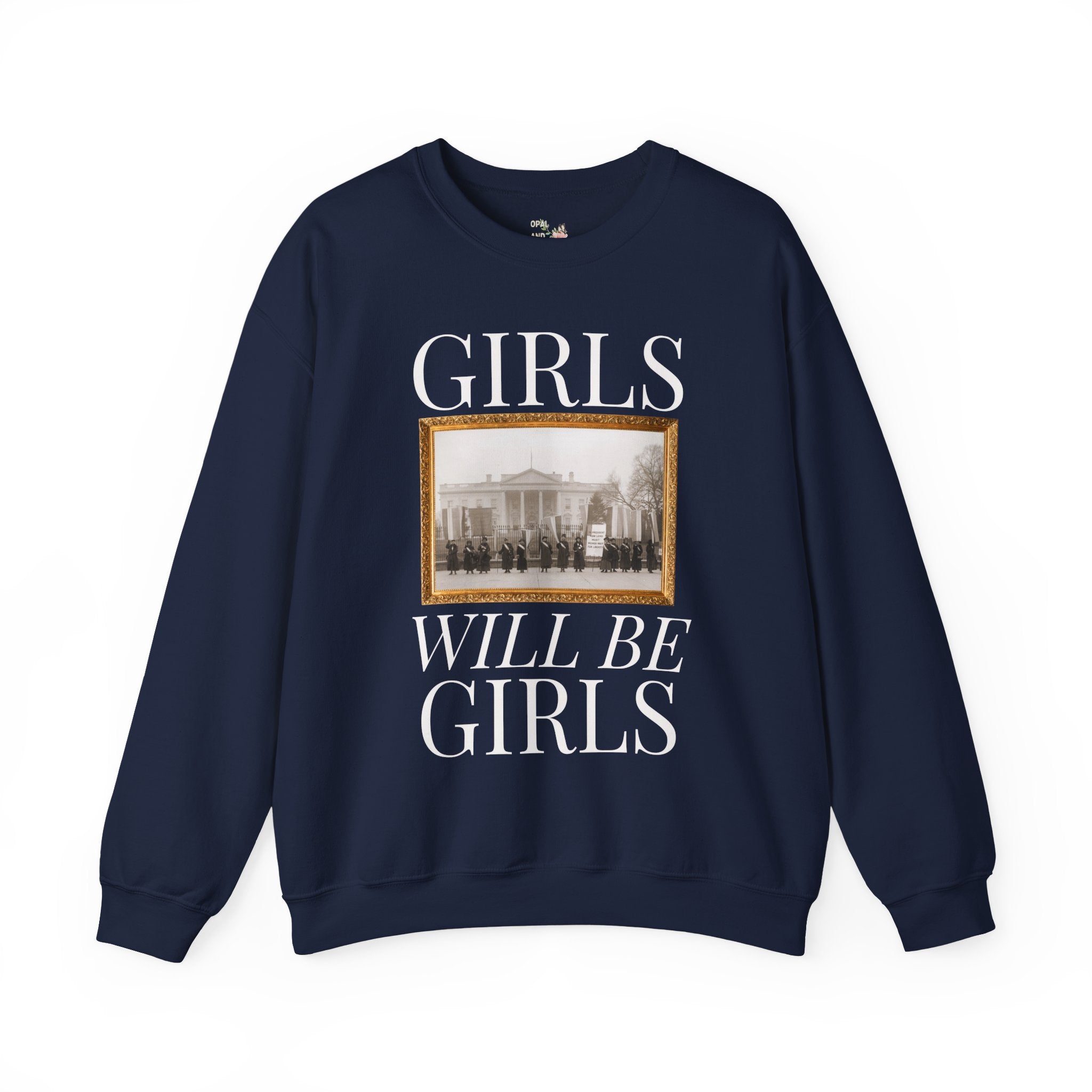 Suffragette Feminist Sweatshirt for History Major or History Buff, Cozy Women's Rights Crewneck with Photo from 1918 in Front of White House