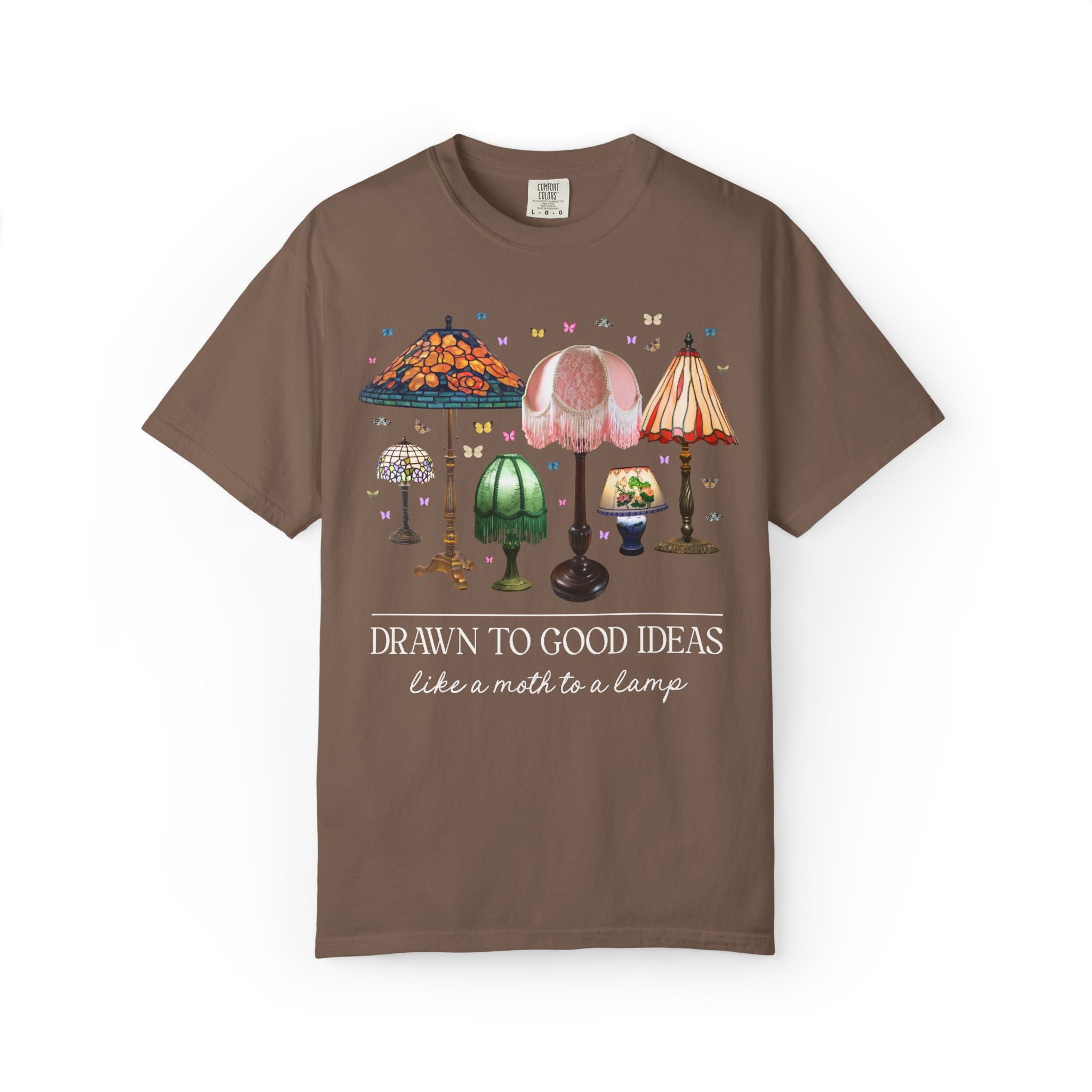 Insect Lover Entomologist or Science Teacher Tee Shirt: Drawn to Good Ideas Like a Moth to a Lamp, Silly Goblincore Scientist T-Shirt