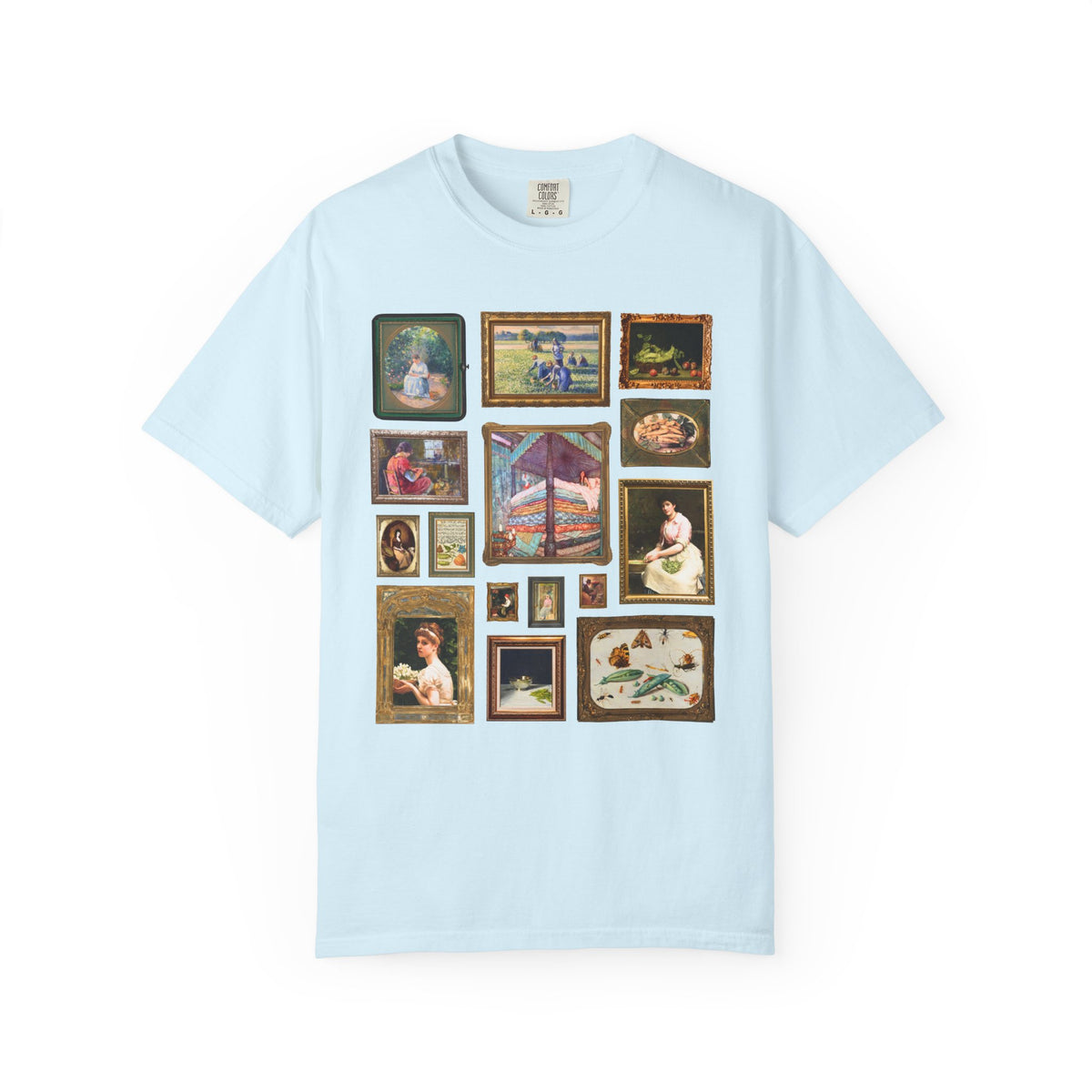 Pea Art History Tee Shirt: Famous Painting of Peas, Woman Shelling Peas, Still Life Painting of Peas and Flowers, Camille Pissarro Art