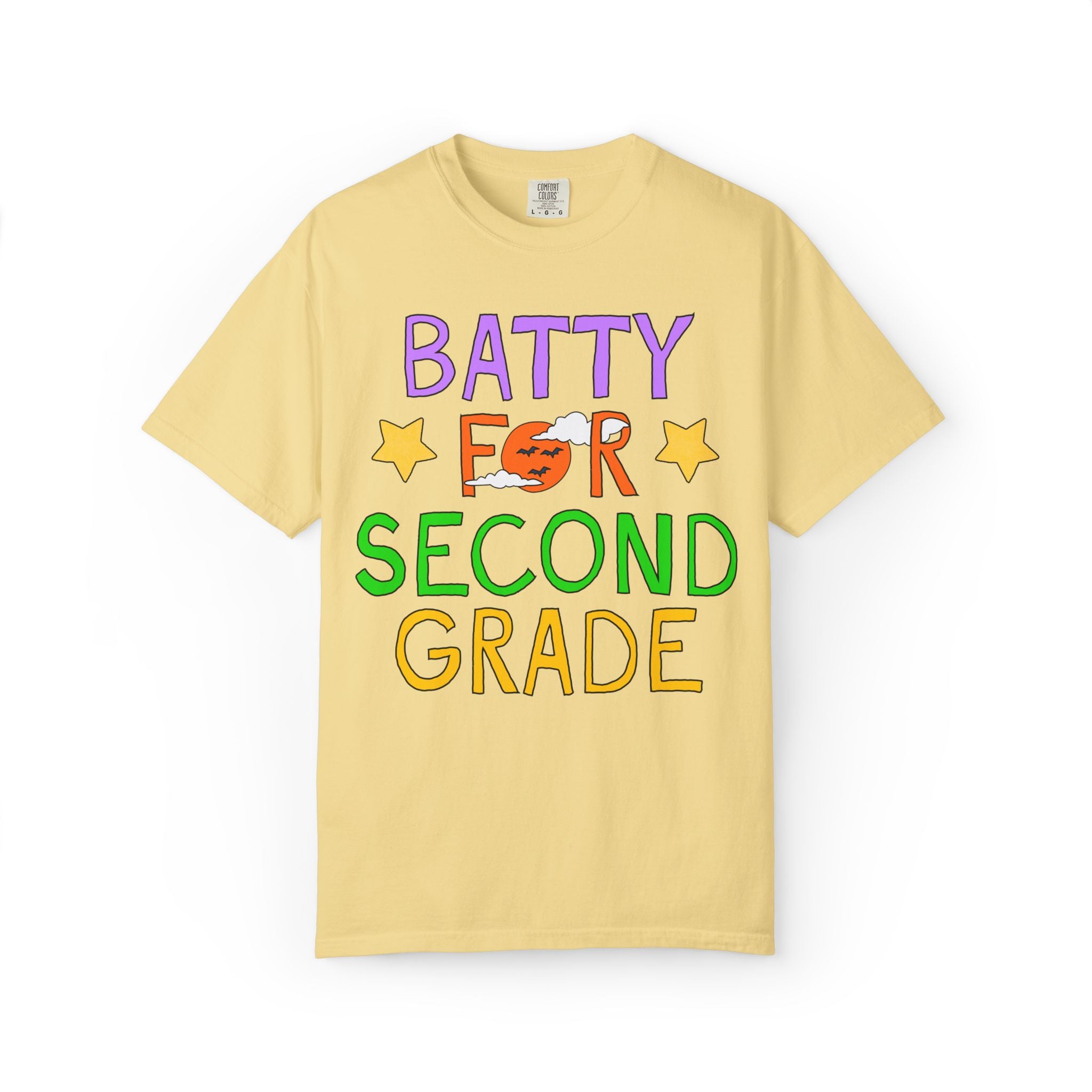 Second Grade Halloween Teacher Tee Shirt: Batty for Second Grade | Cute and Nostalgic Halloween Teacher Team T-Shirt for October, 90s Vibe