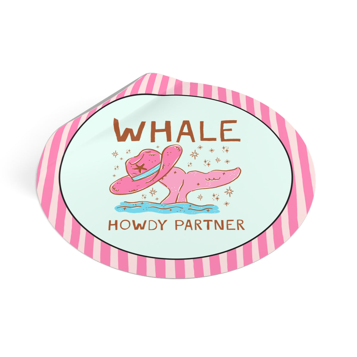 Whale Howdy Partner Sticker: Funny Cowboy Whale Lover Sticker for Marine Biologist or Friend Studying Whales, Silly Animal Lover Decal