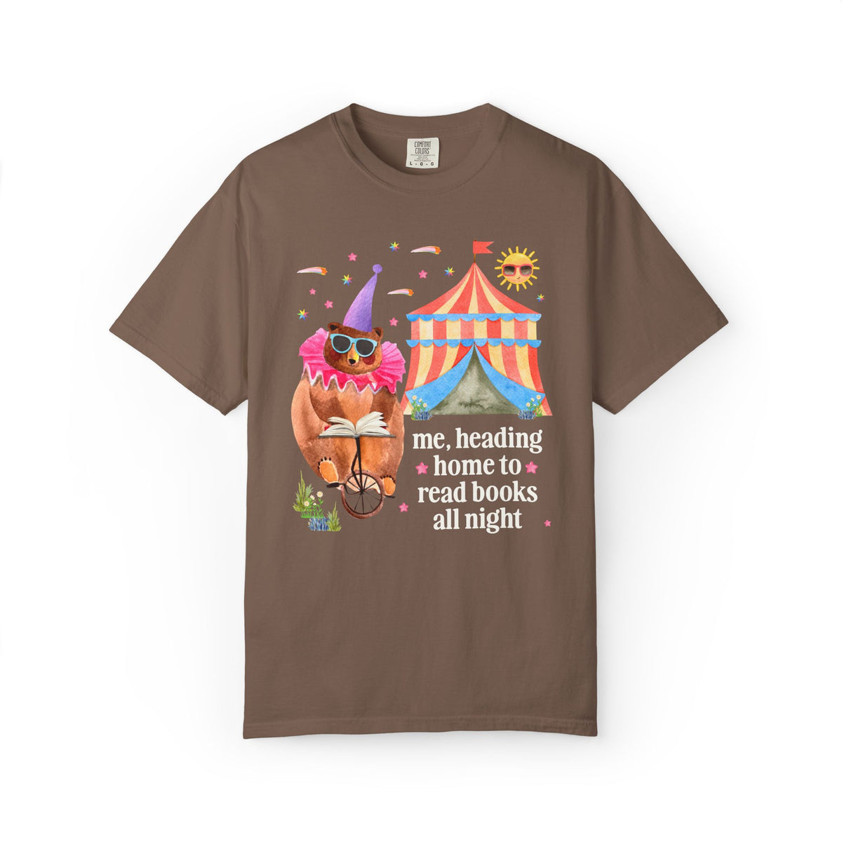 Me, Heading Home to Read Books All Night: Cute Dreamcore Bear T-Shirt for Bookworm Animal Lover, Cute Bookish Tee for Reader