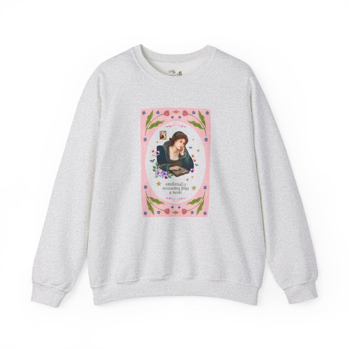 Emotionally Recovering From a Novel Art History Sweatshirt: Colorful Maximalist Book Lover Crewneck of Woman Reading a Book
